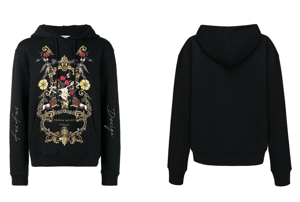 FesFas Glorious Deur-print Hoodie | Black