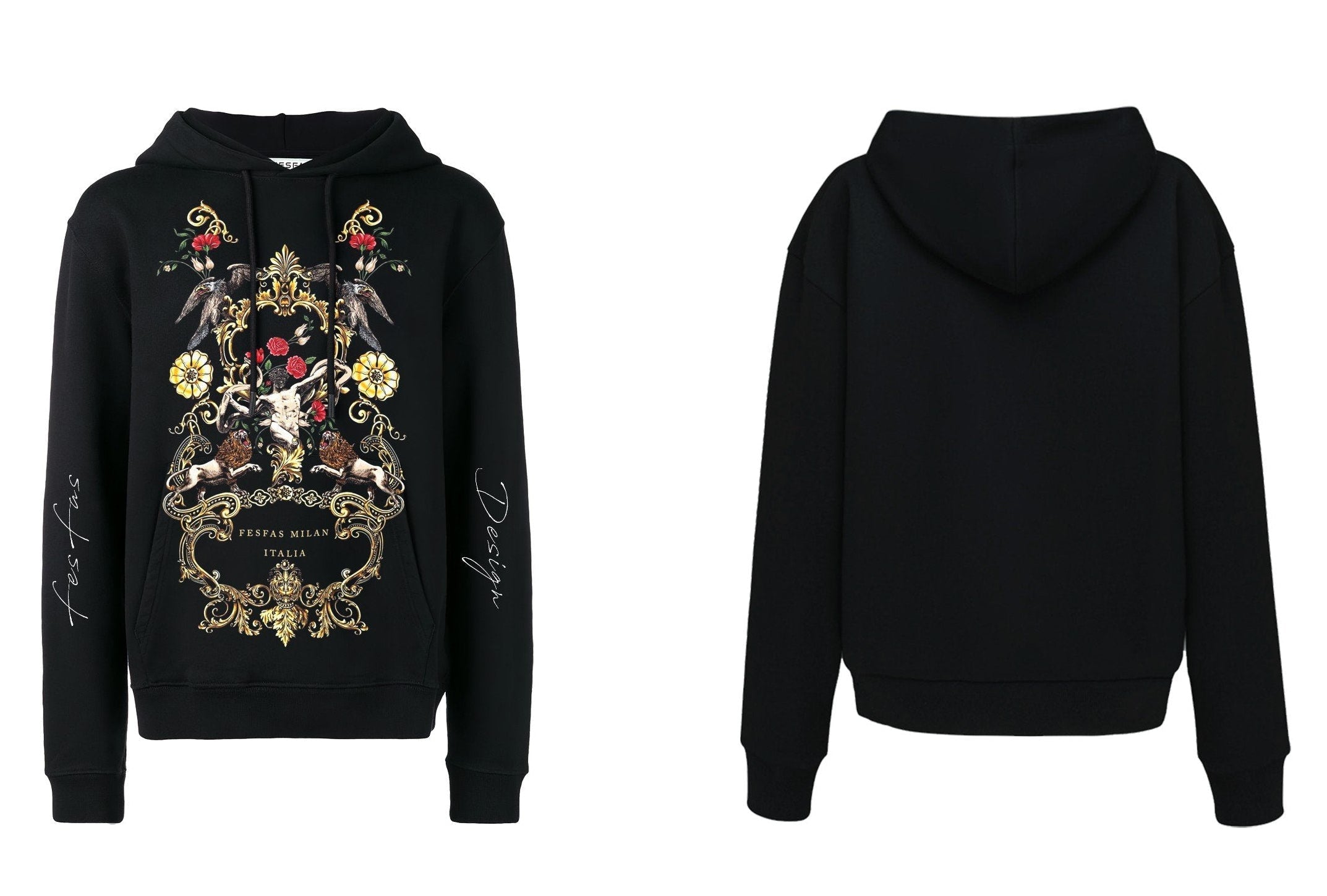 FesFas Glorious Deur-print Hoodie | Black