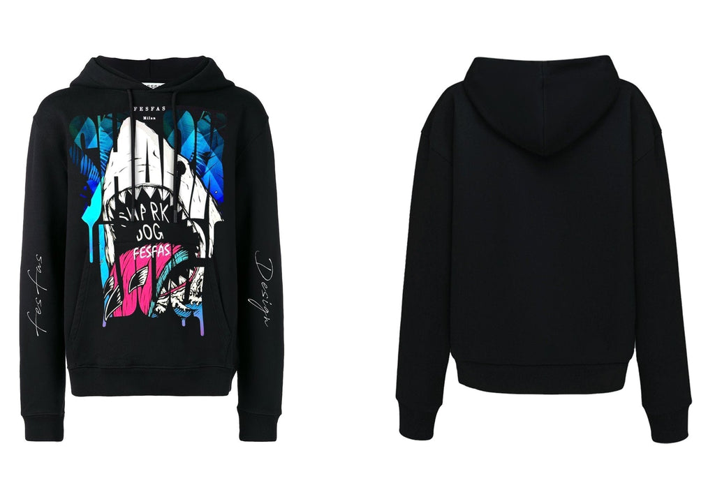 FesFas The Shark-print Hoodie | Black