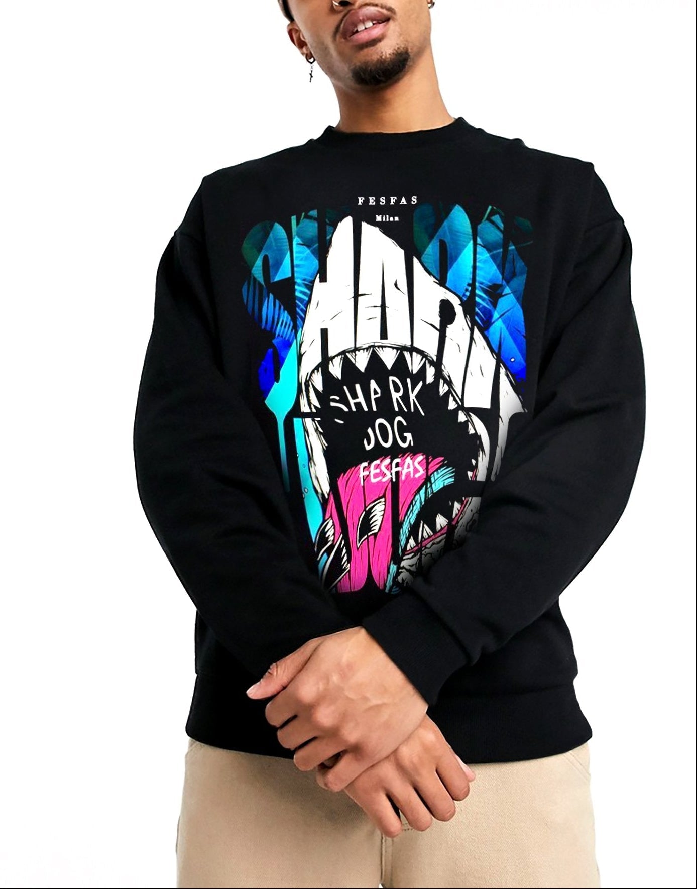 FesFas Shark-print Sweatshirt | Black