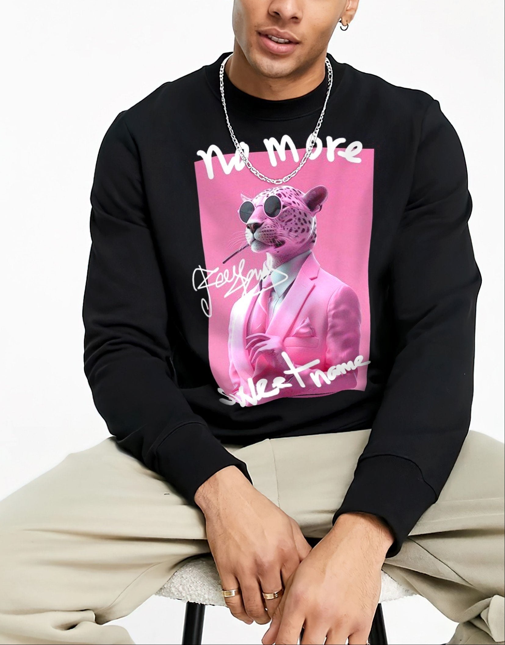 FesFas Panther-print Sweatshirt Set | Black