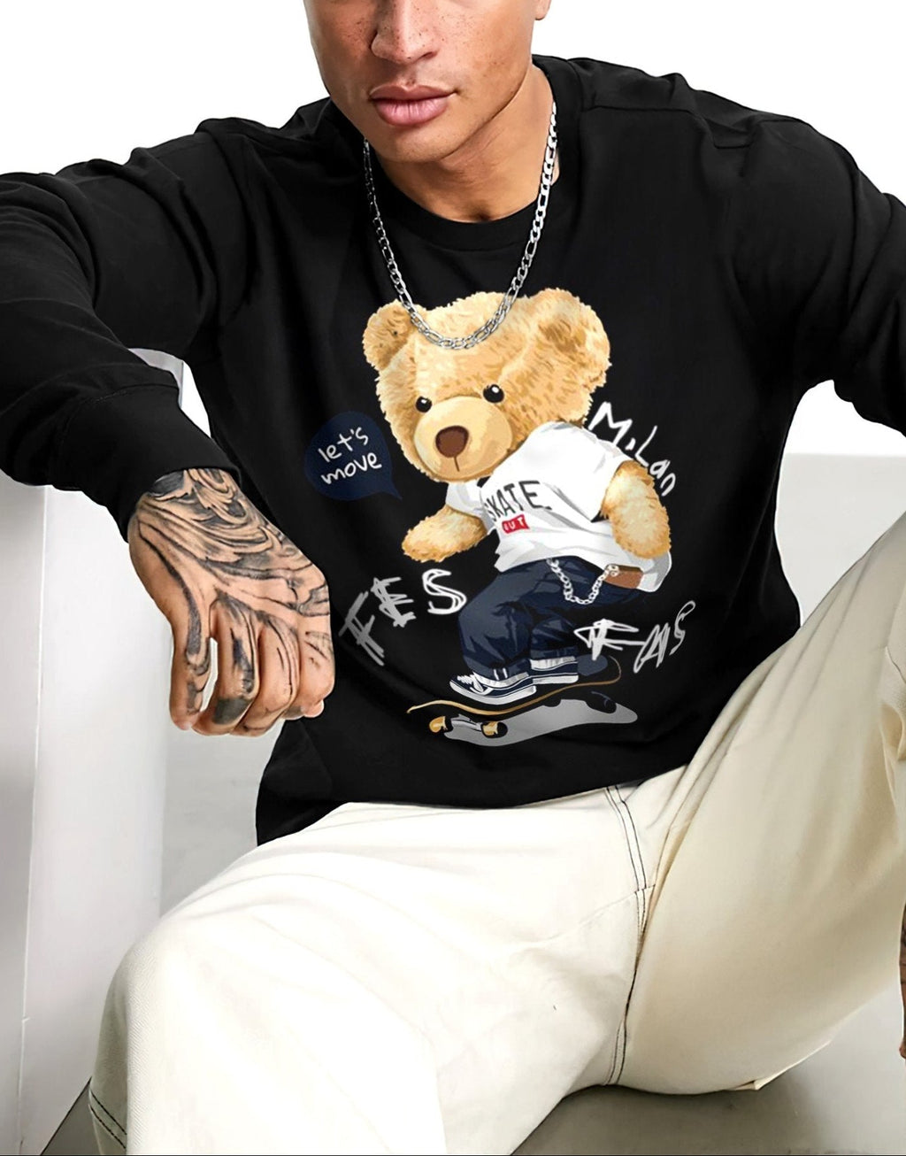 FesFas Bear-print Sweatshirt | Black