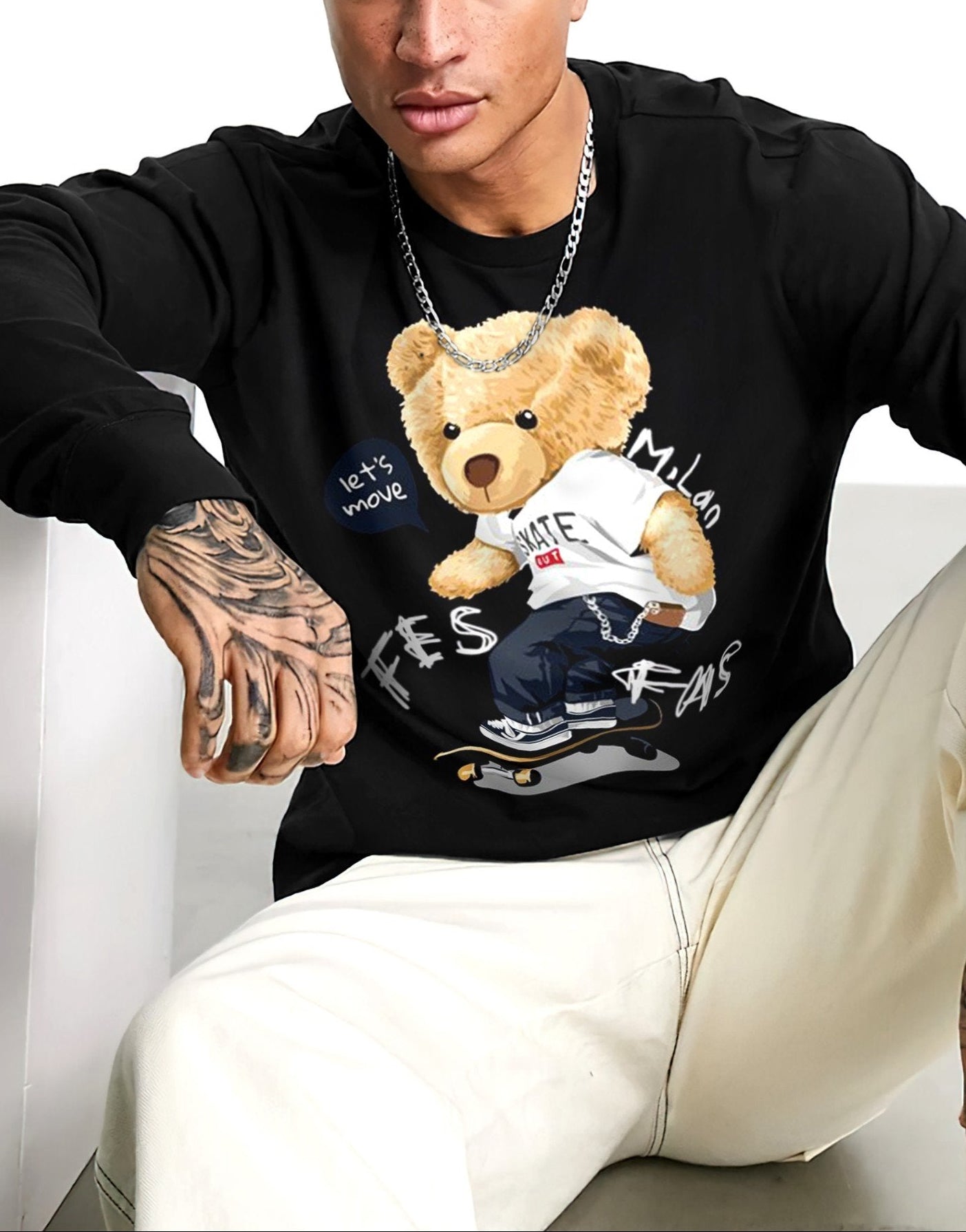 FesFas Bear-print Sweatshirt | Black