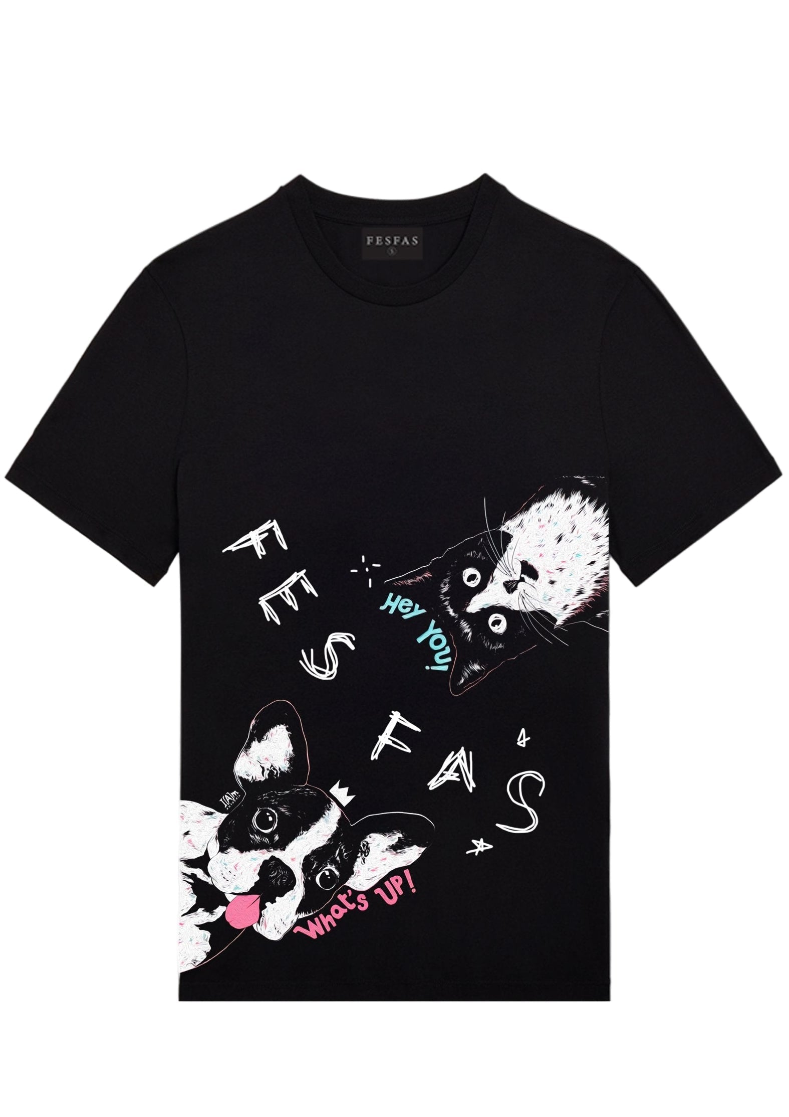 FesFas Pet-print T-shirt | Black