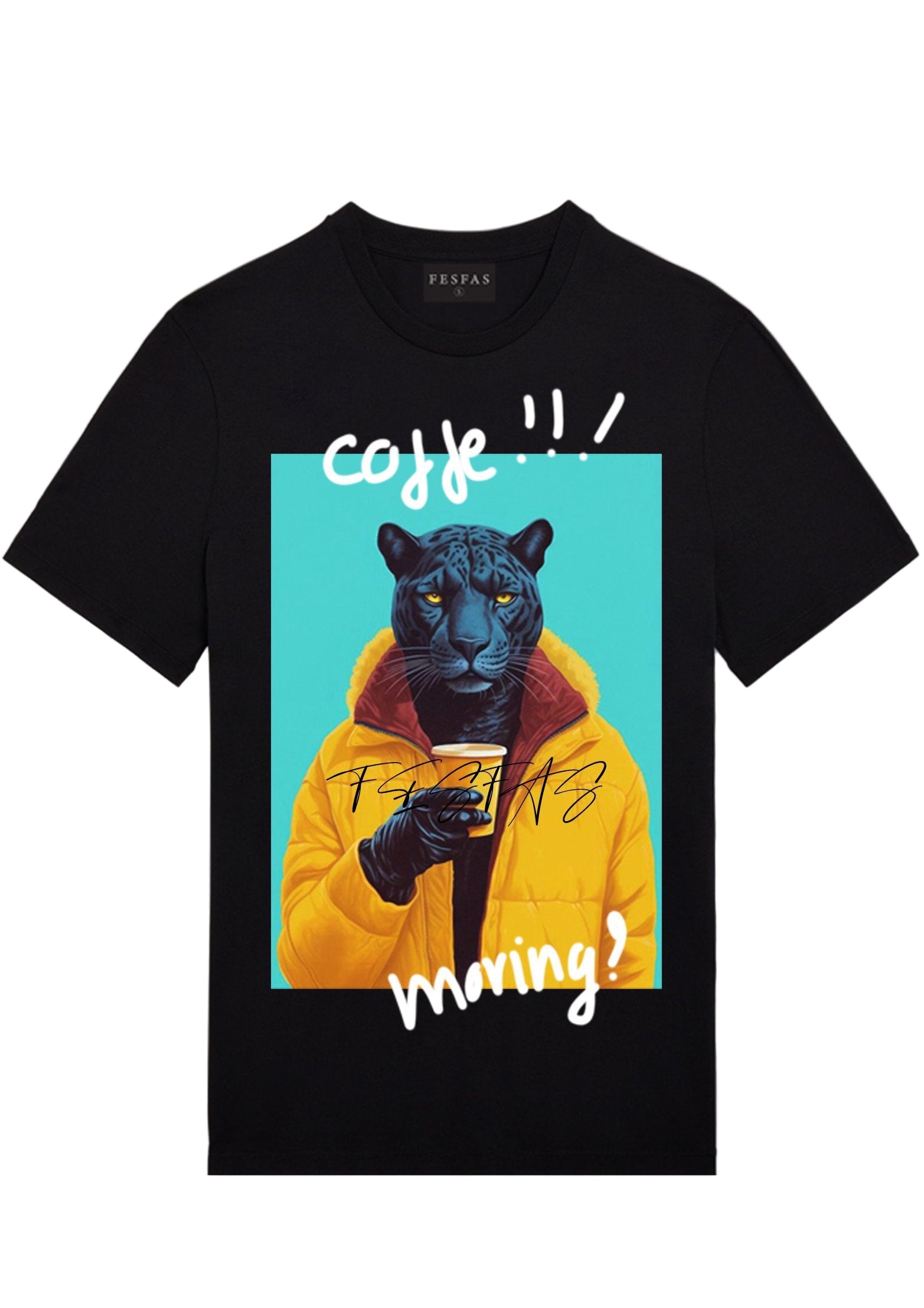 FesFas Panther-print T-shirt | Black