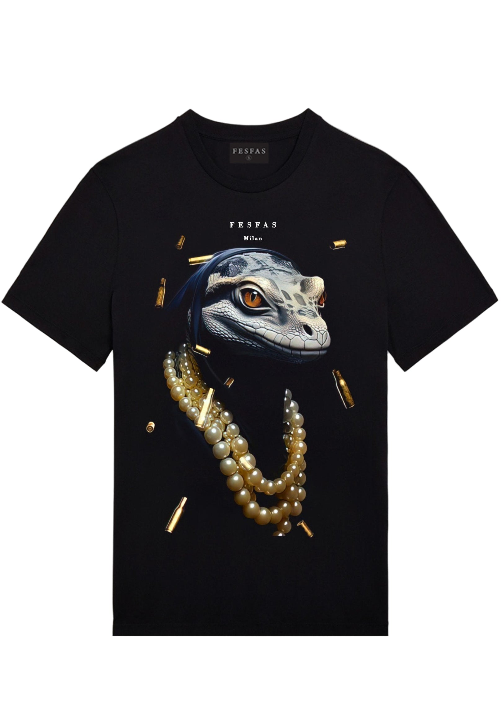 FesFas Lizard-print T-shirt | Black