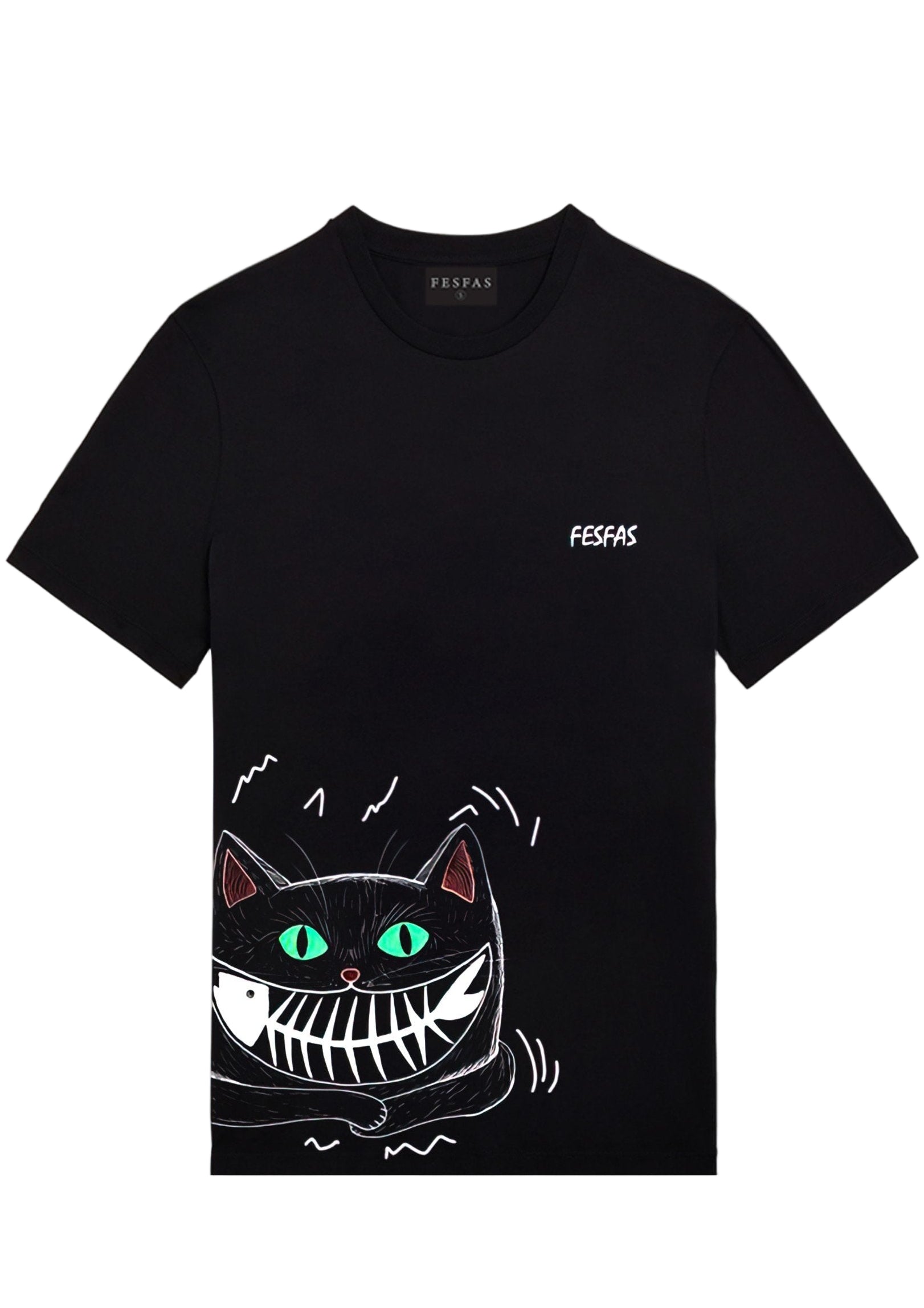 FesFas cheshire cat-print T-shirt | Black