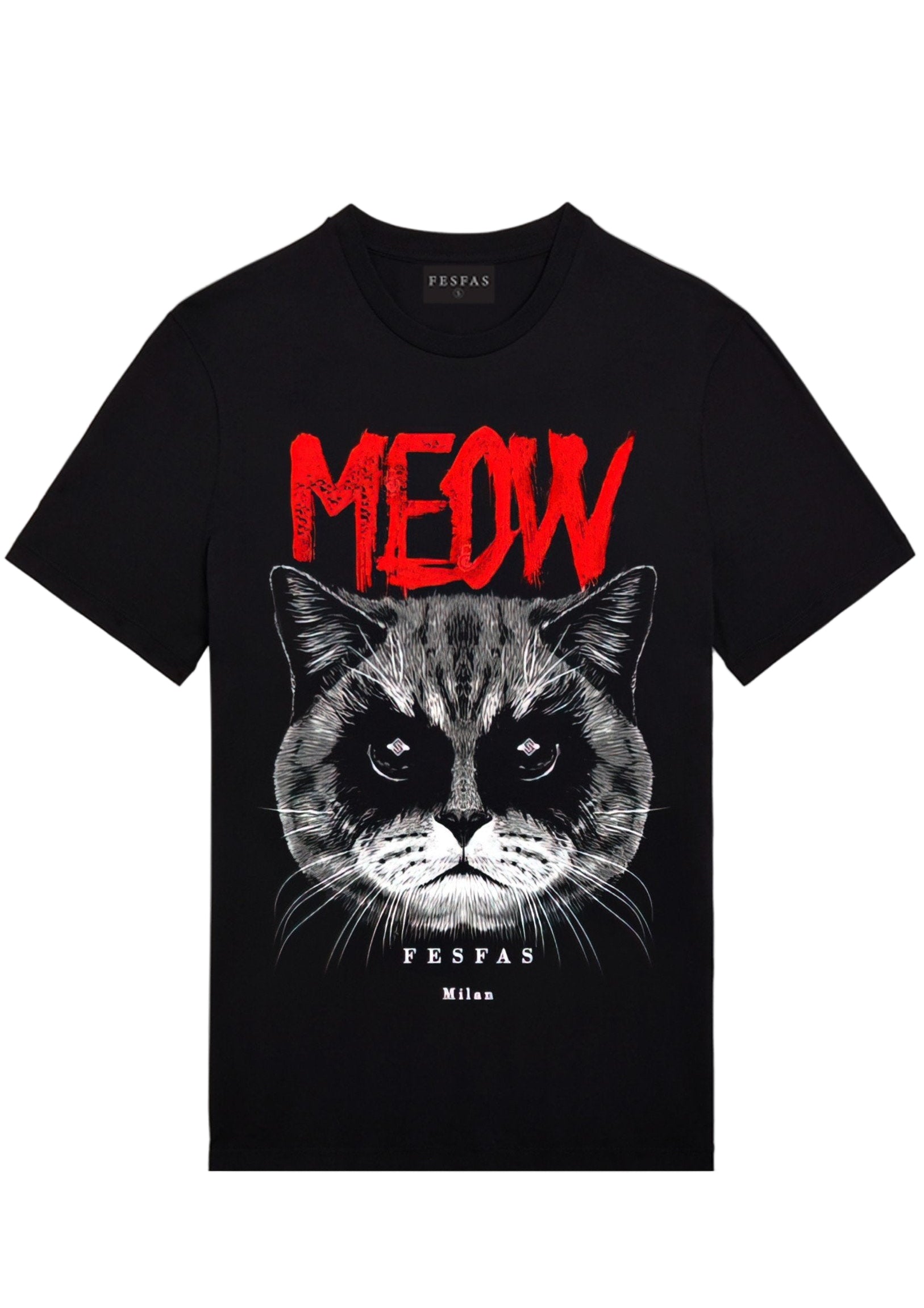 FesFas meow-print T-shirt | Black