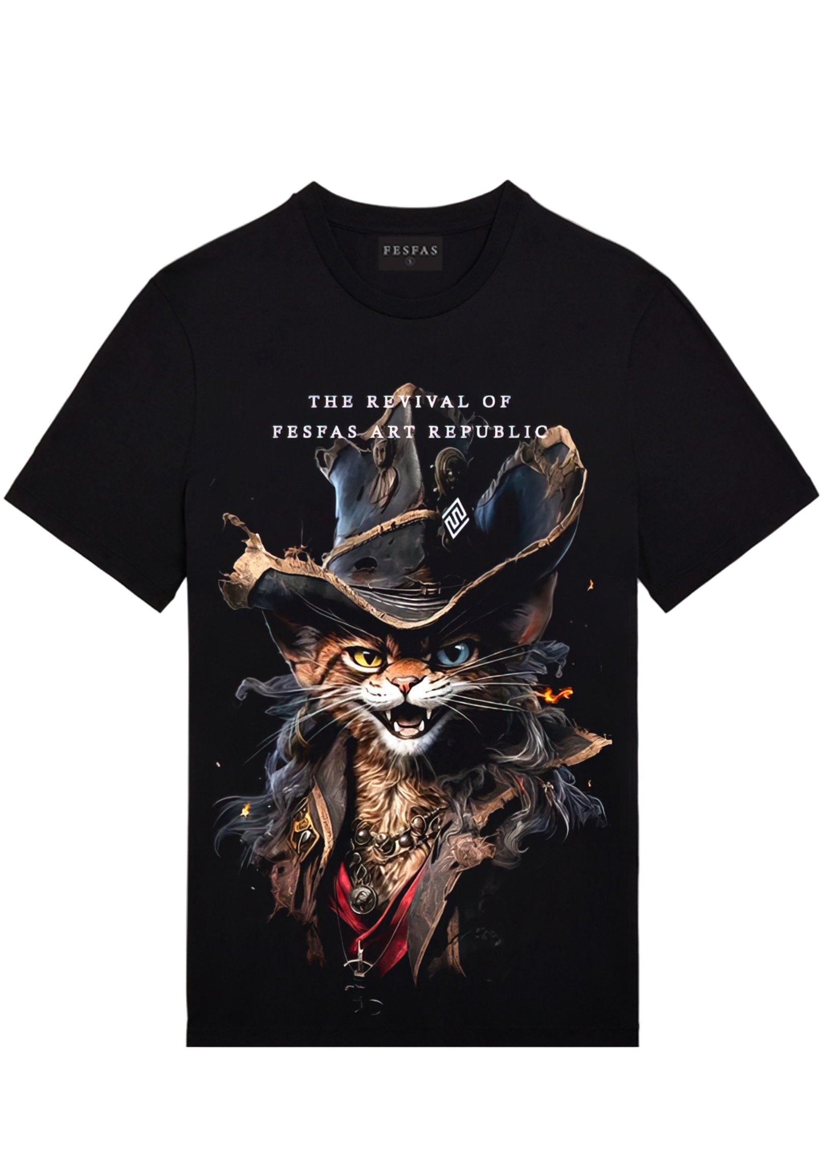 FesFas master cat-print T-shirt | Black