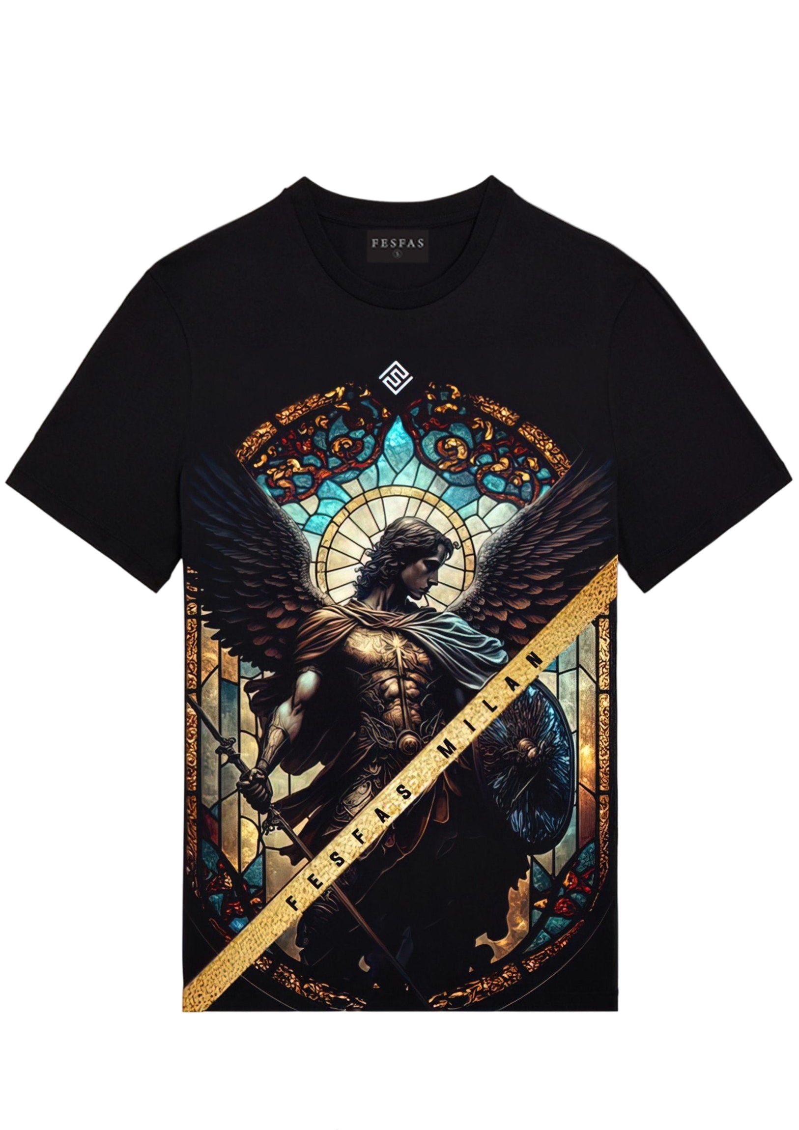FesFas angel-print T-shirt | Black