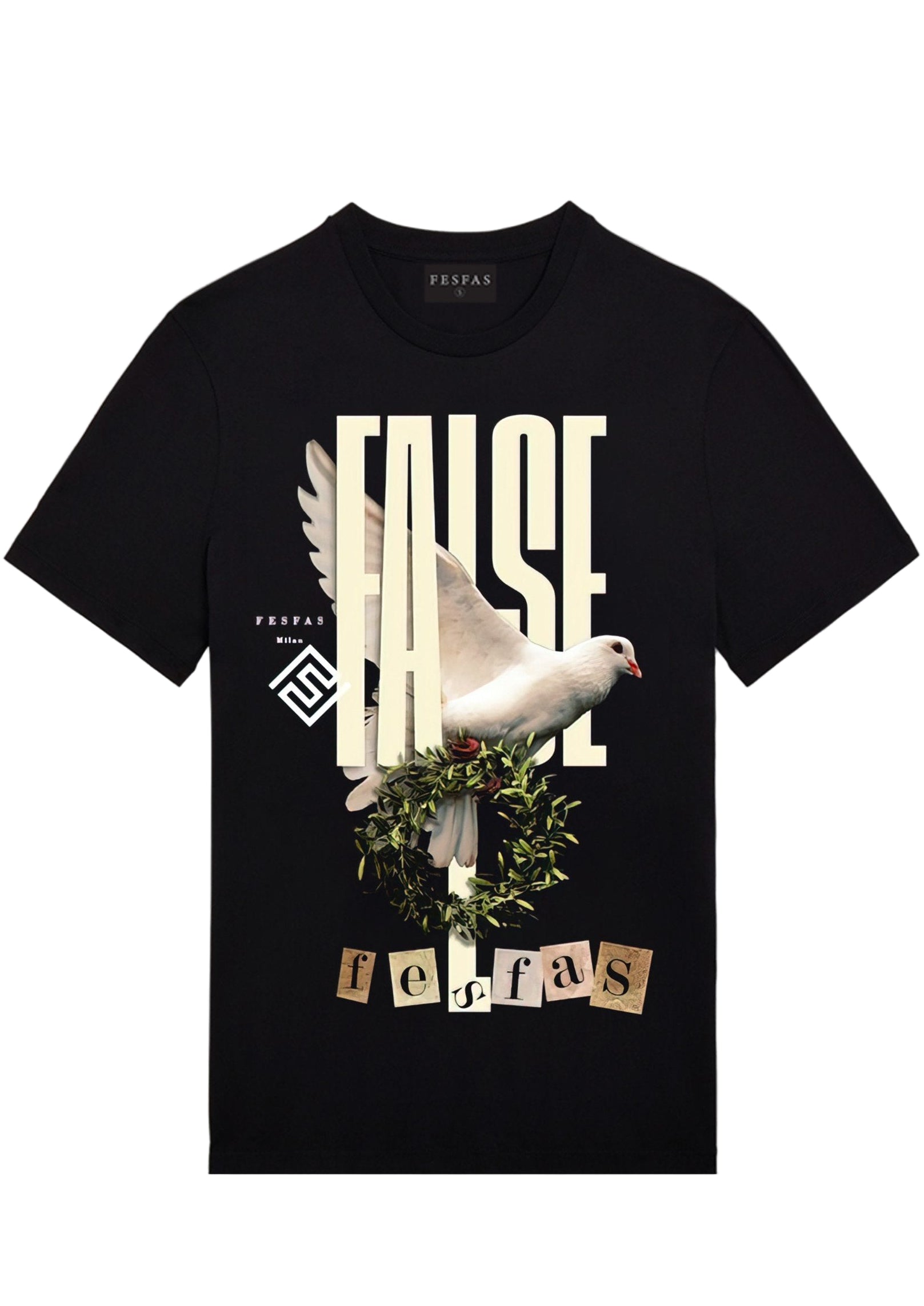 FesFas dove-print T-shirt | Black