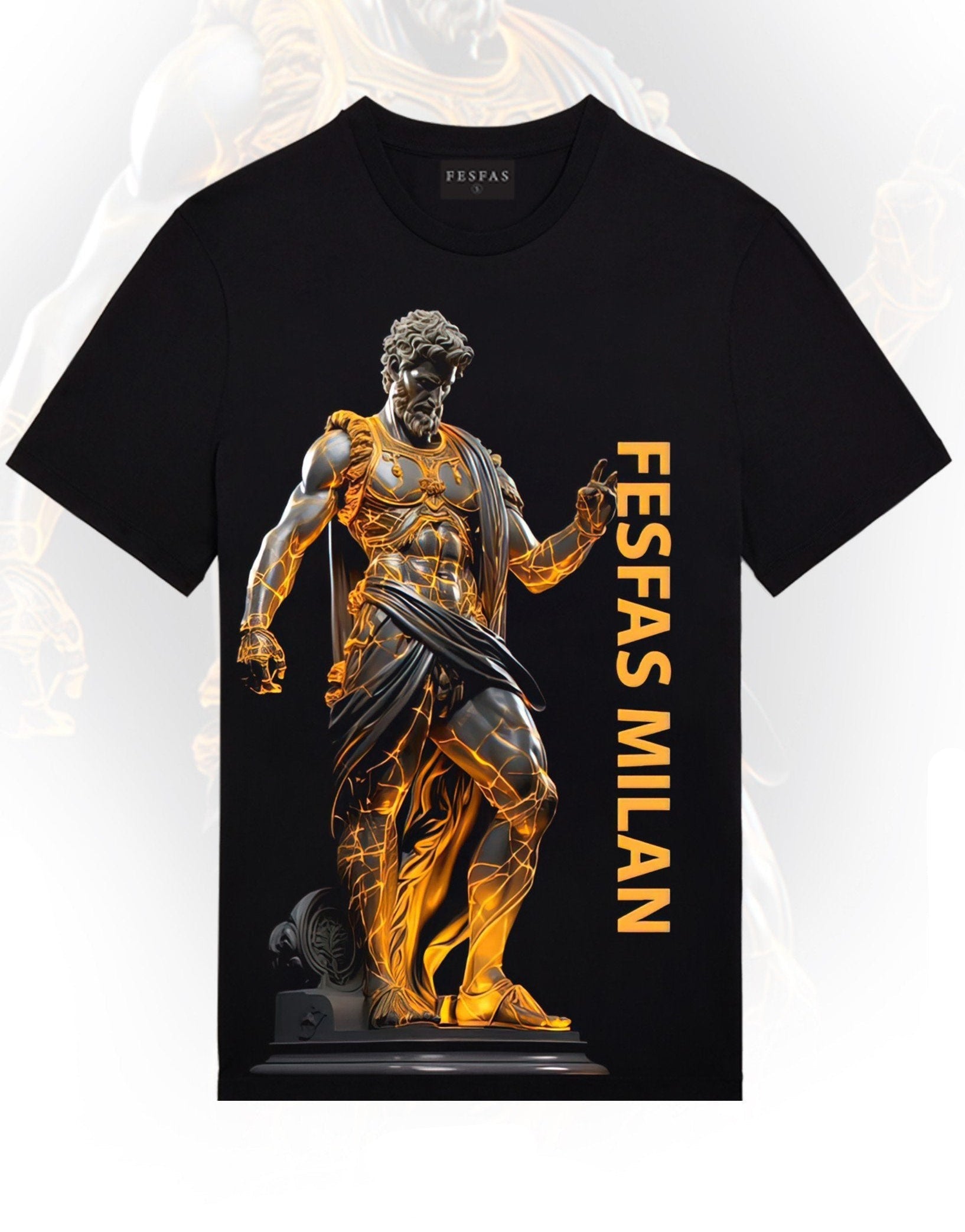 FesFas statue-print T-shirt | Black