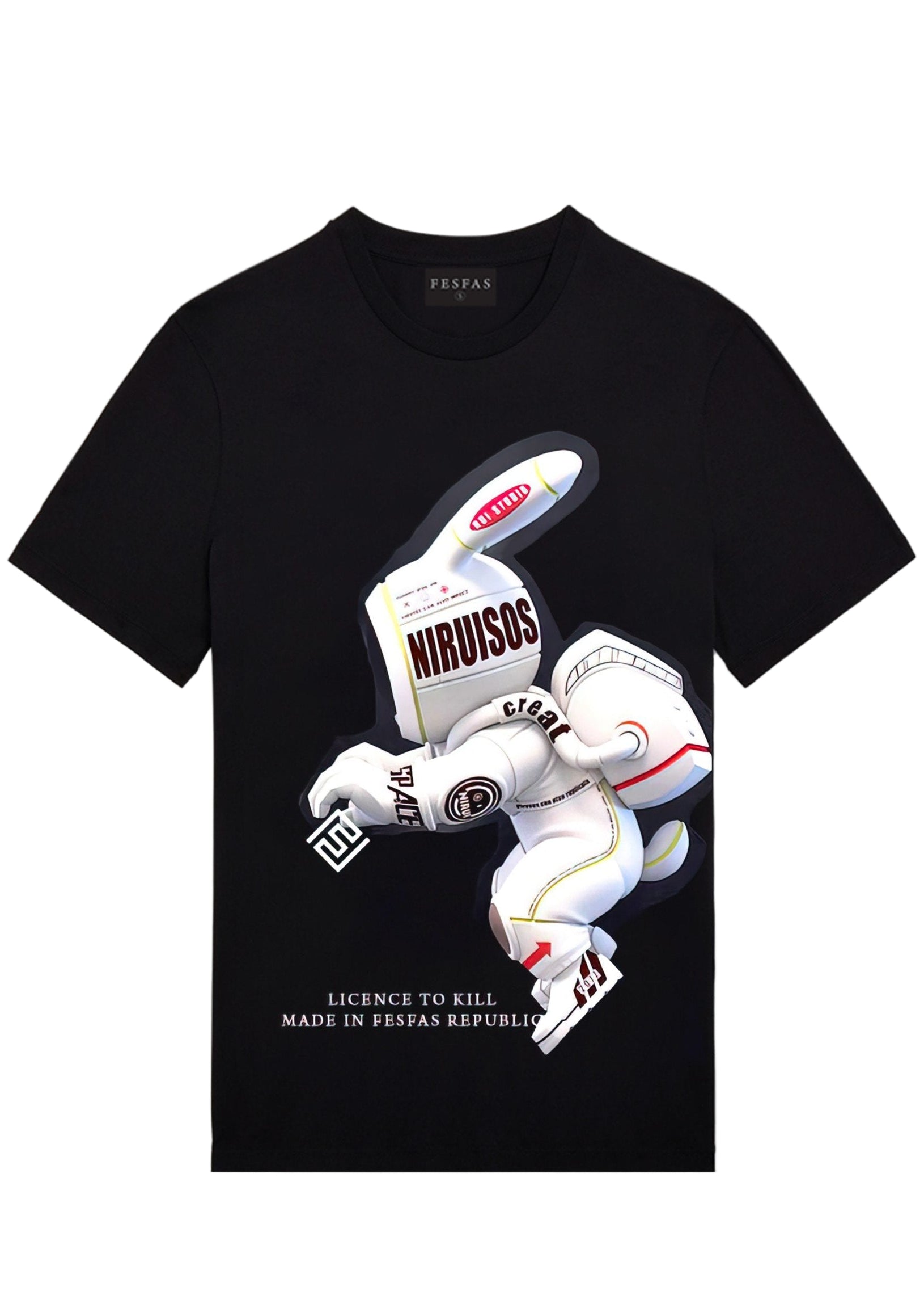 FesFas astronaut-print T-shirt | Black