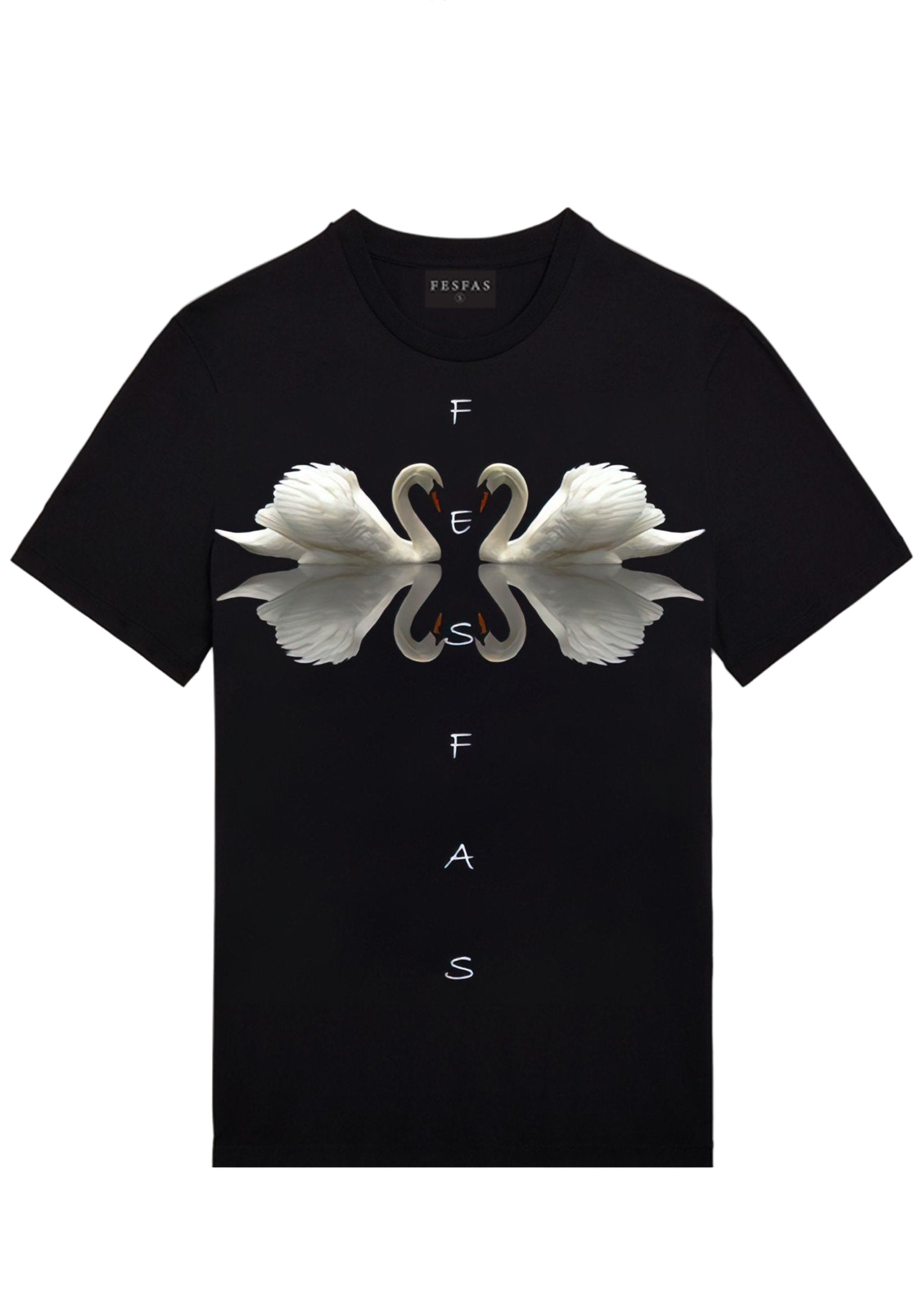FesFas swans-print T-shirt | Black
