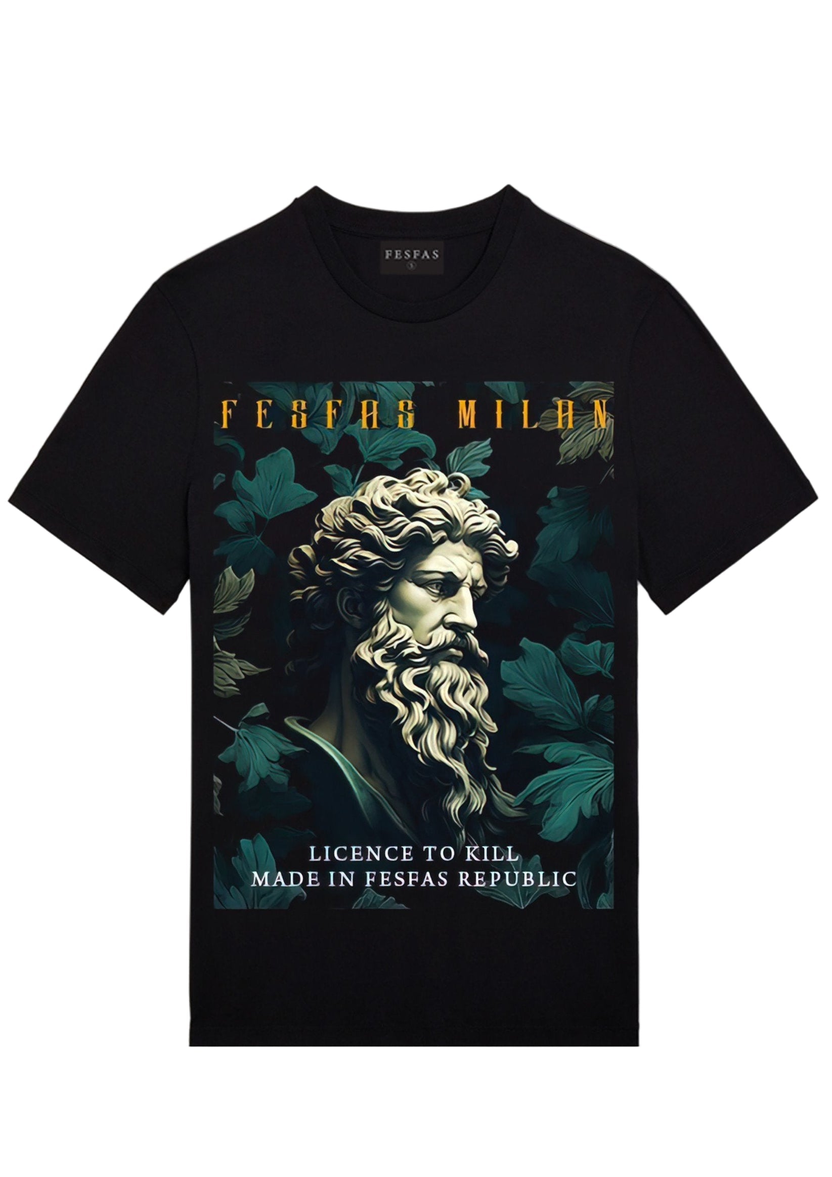 FesFas poseidon-print T-shirt | Black