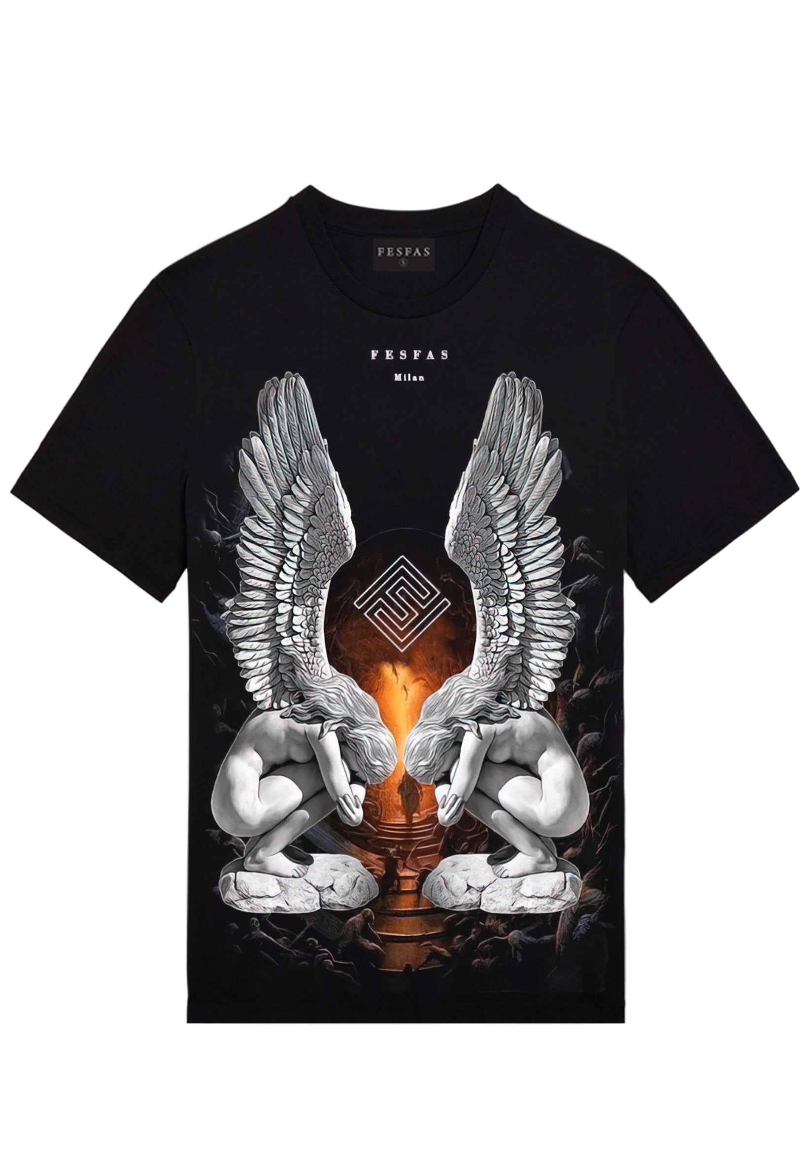 FesFas angel-print T-shirt | Black