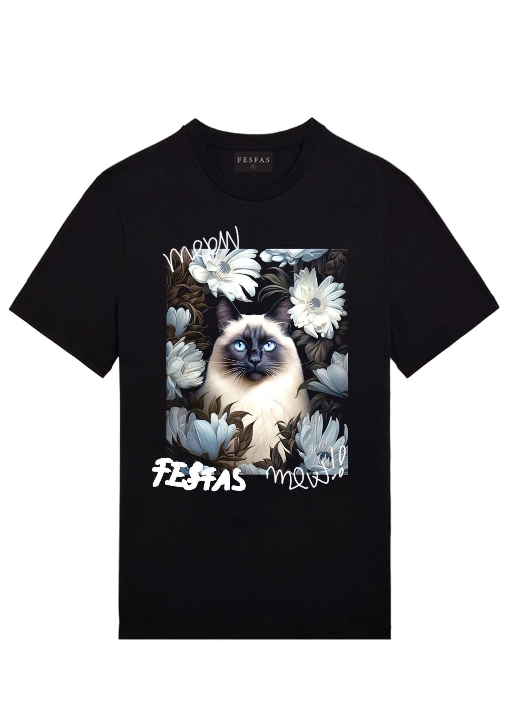 FesFas cat-print T-shirt | Black