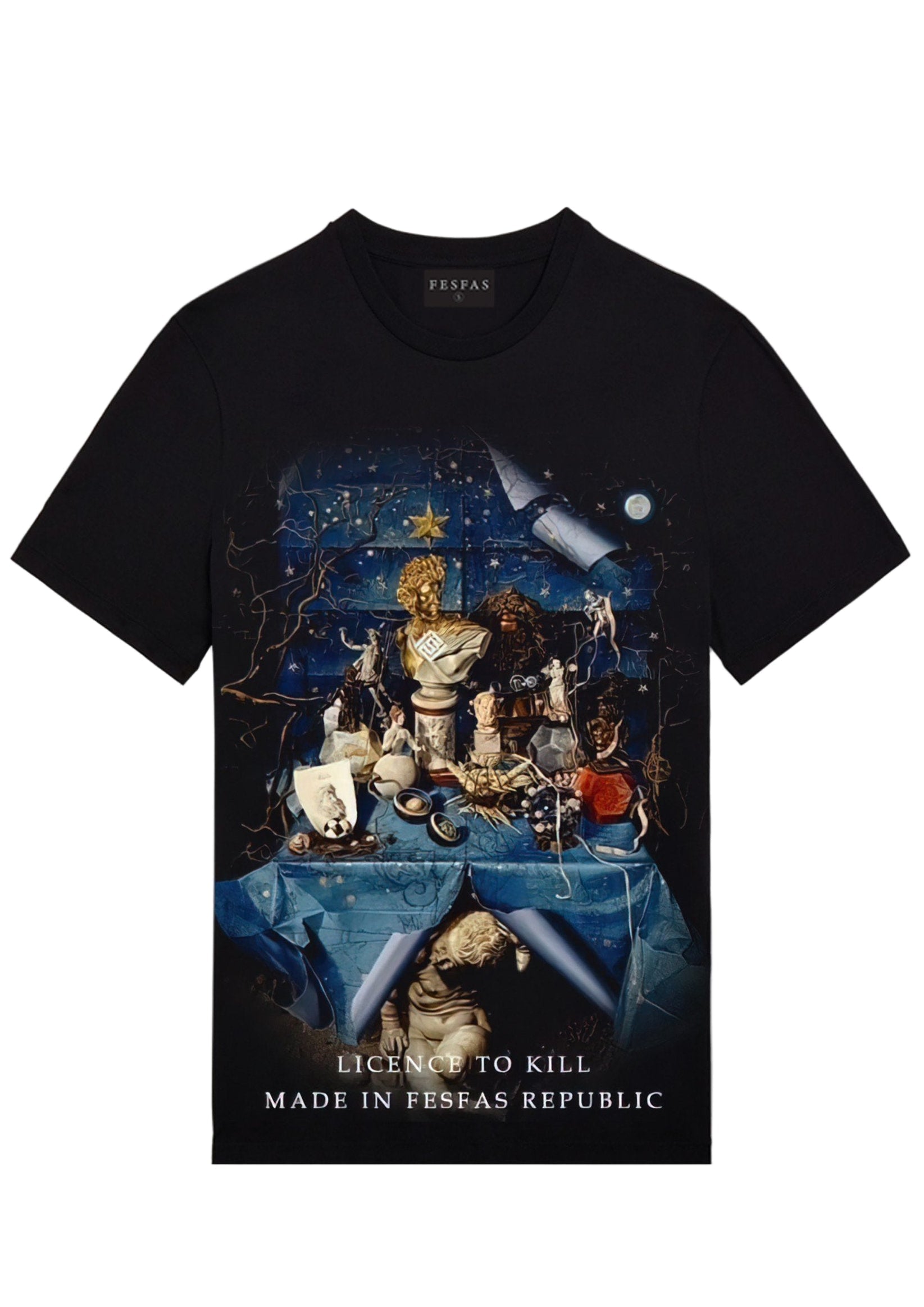 FesFas statues-print T-shirt | Black