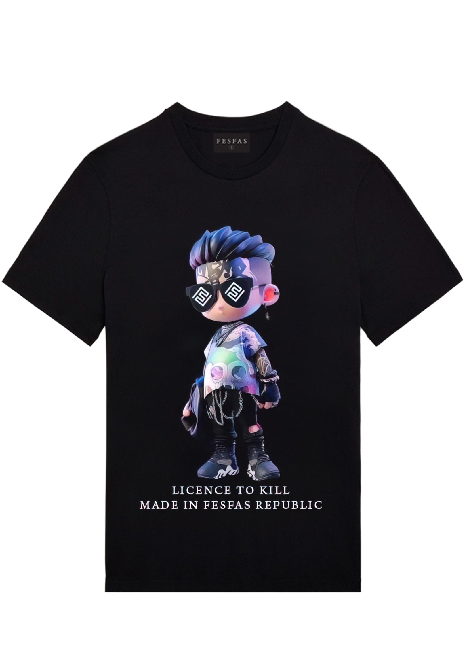 FesFas boy-print T-shirt | Black