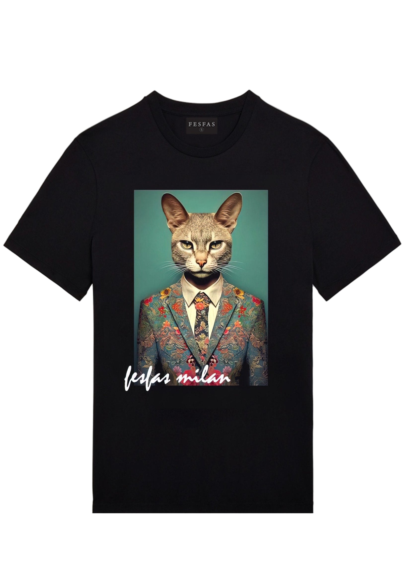 FesFas cat-print T-shirt | Black