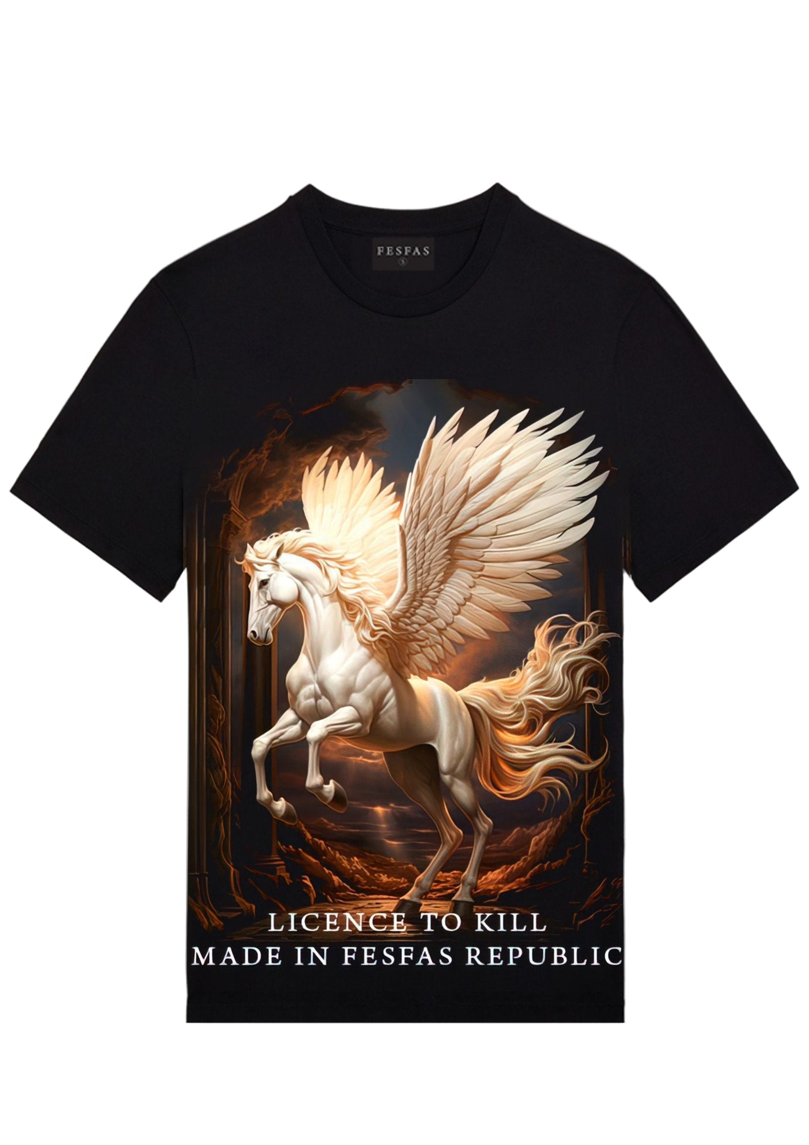FesFas pegasus-print T-shirt | Black