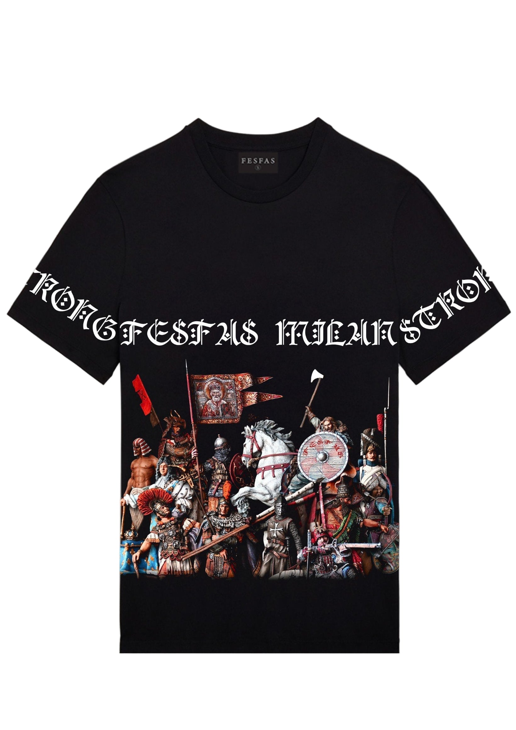 FesFas knights-print T-shirt | Black