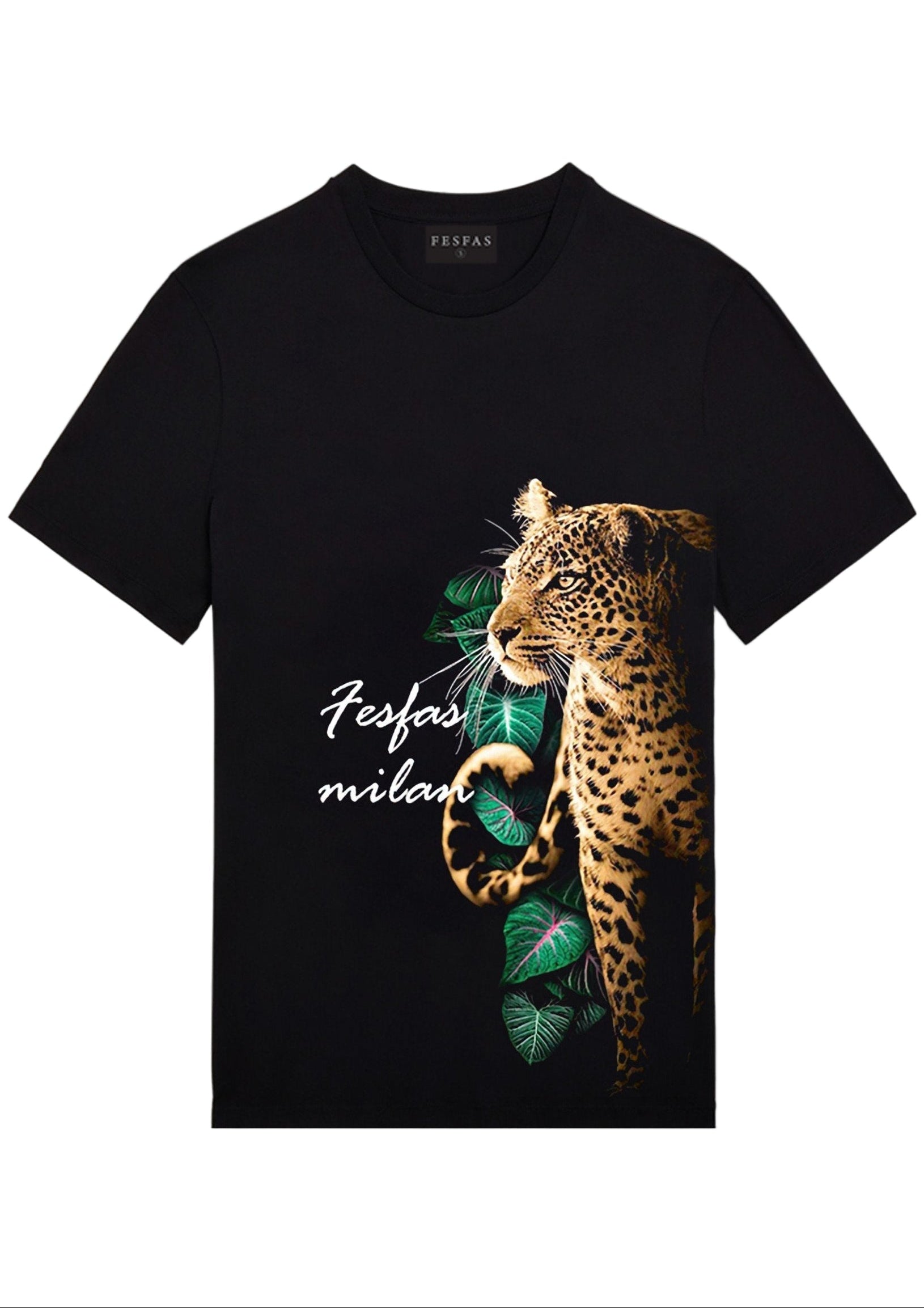 FesFas Leopard-print T-shirt | Black