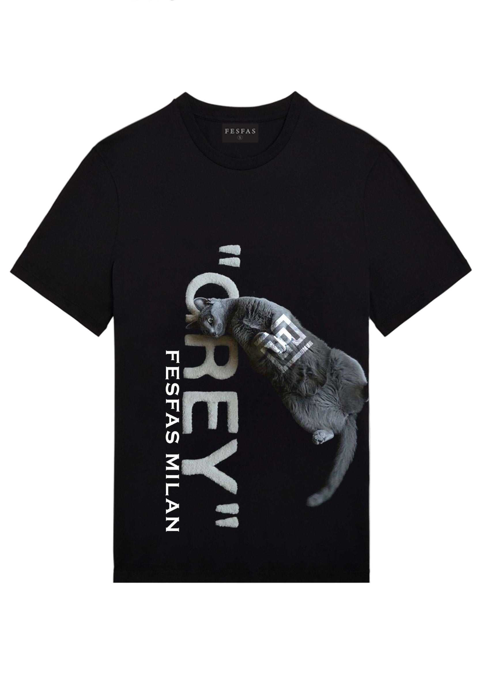 FesFas Cat-print T-shirt | Black | Men