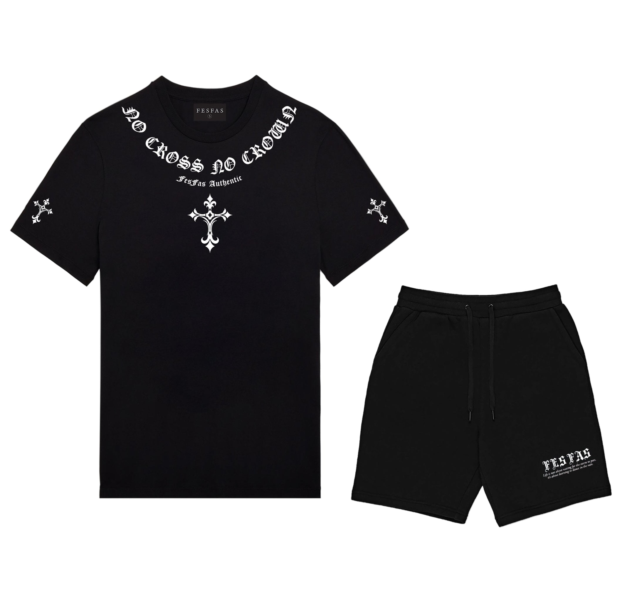 FesFas cross-print T-shirt | Black