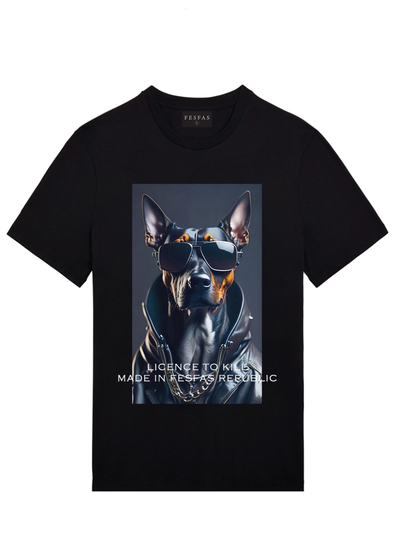FesFas Doberman-print T-shirt | Black