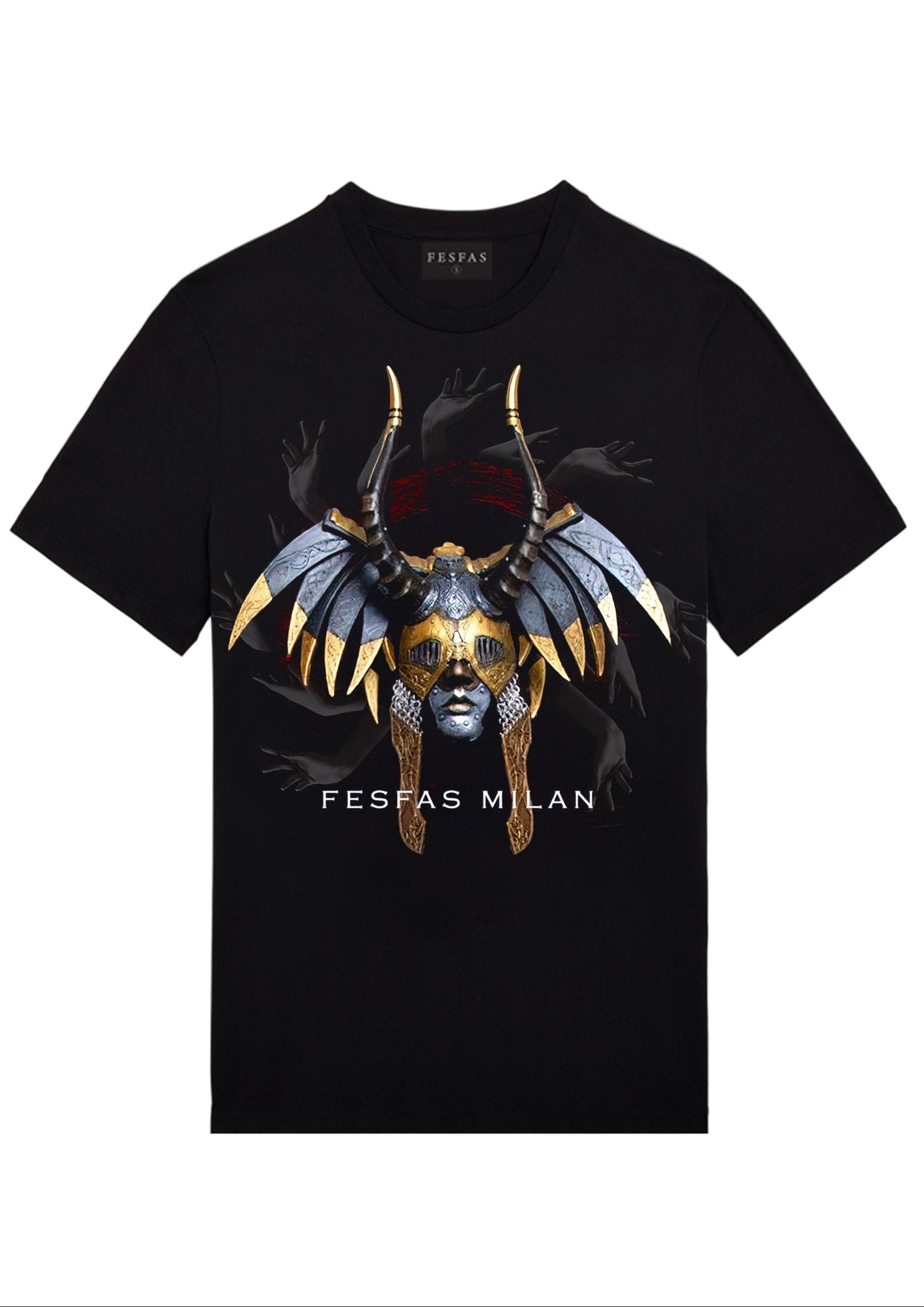 FesFas Warrior Mask-print T-shirt | Black