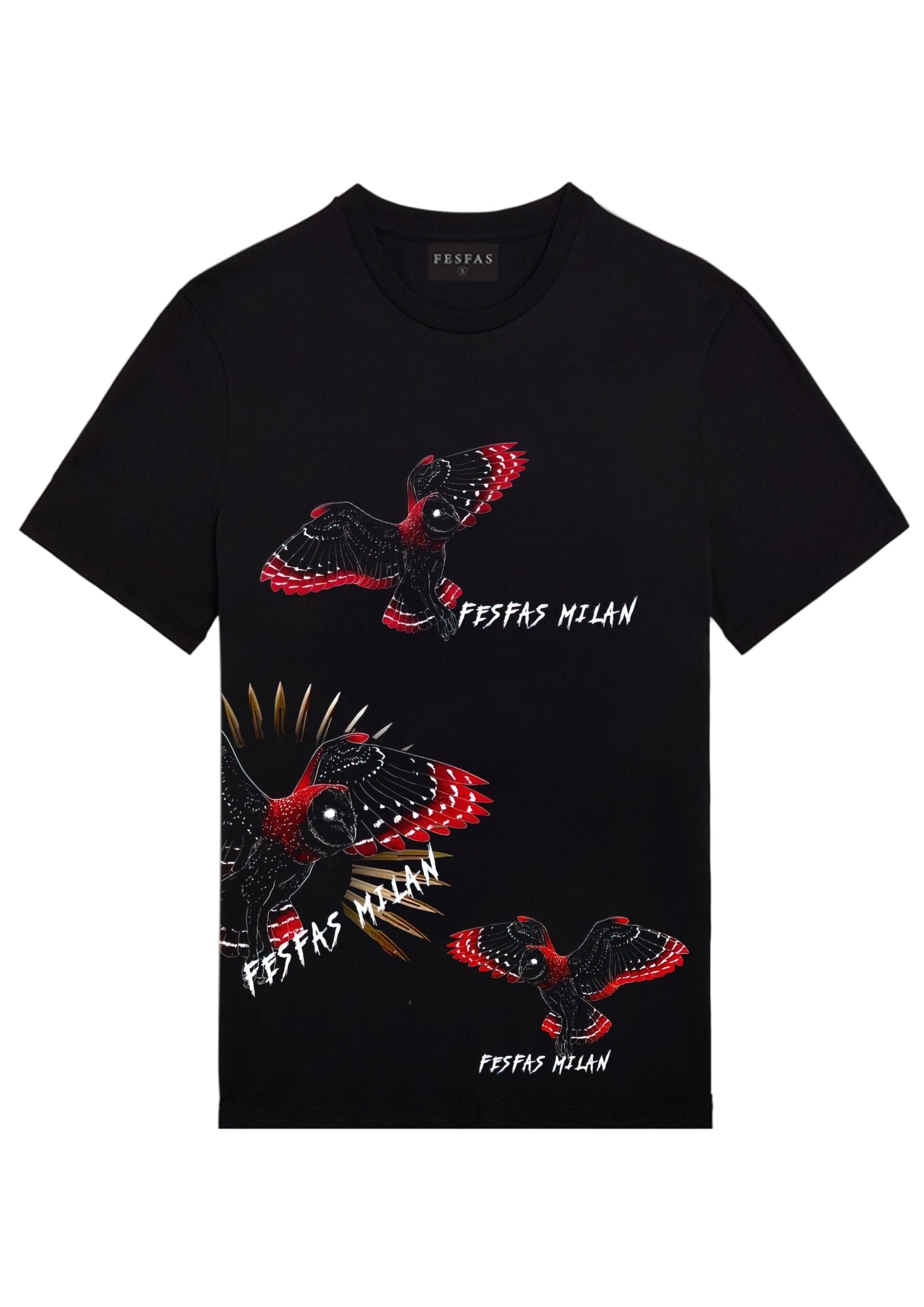 FesFas Bird-print T-shirt | Black