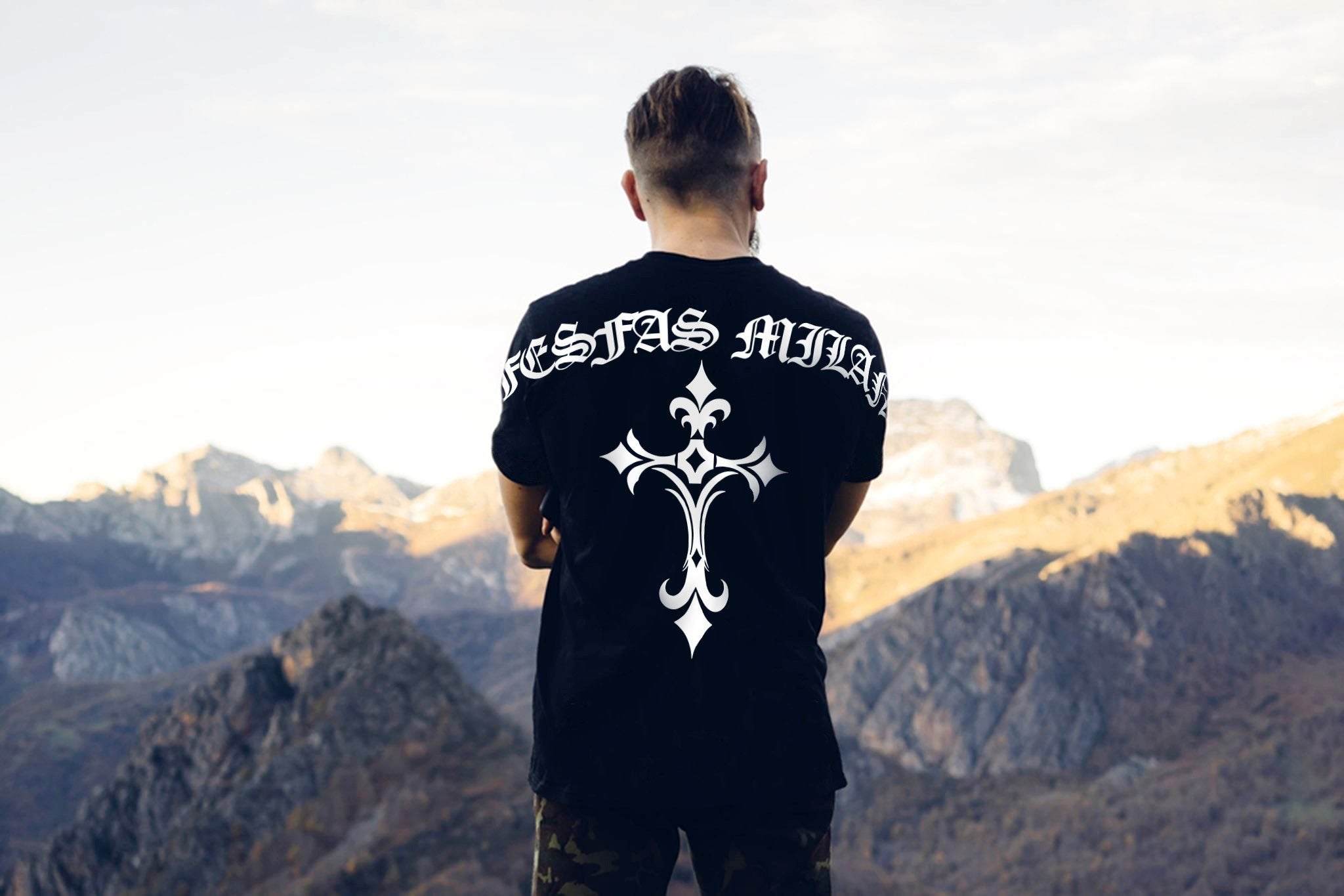 FesFas Cross-print T-shirt | Black | Men