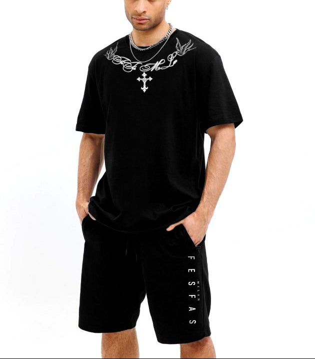 FesFas Cross-print T-shirt | Black