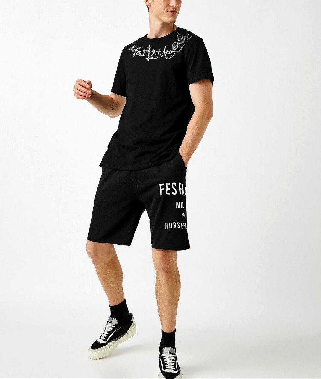 FesFas Cross-print T-shirt | Black