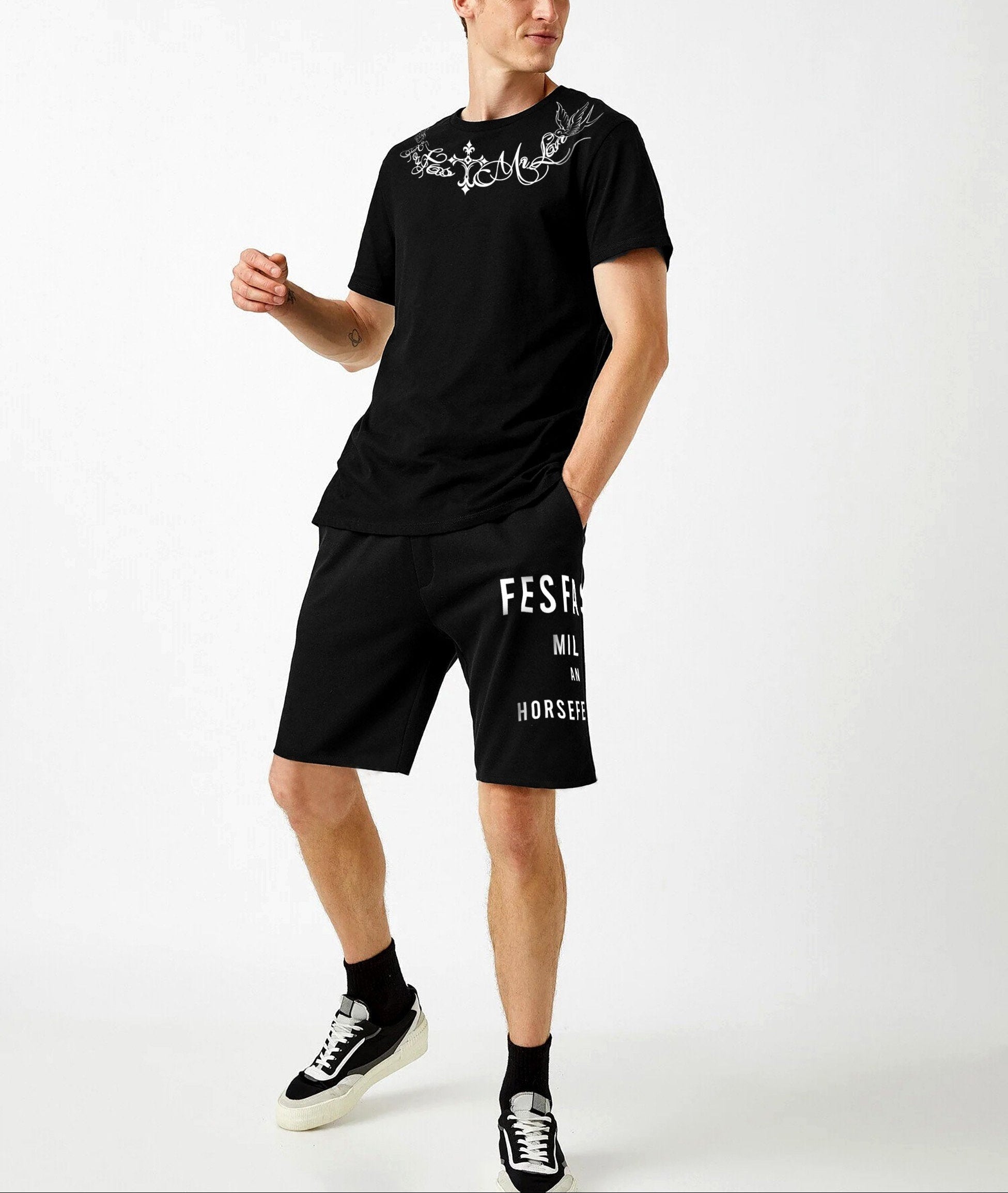 FesFas Cross-print T-shirt | Black