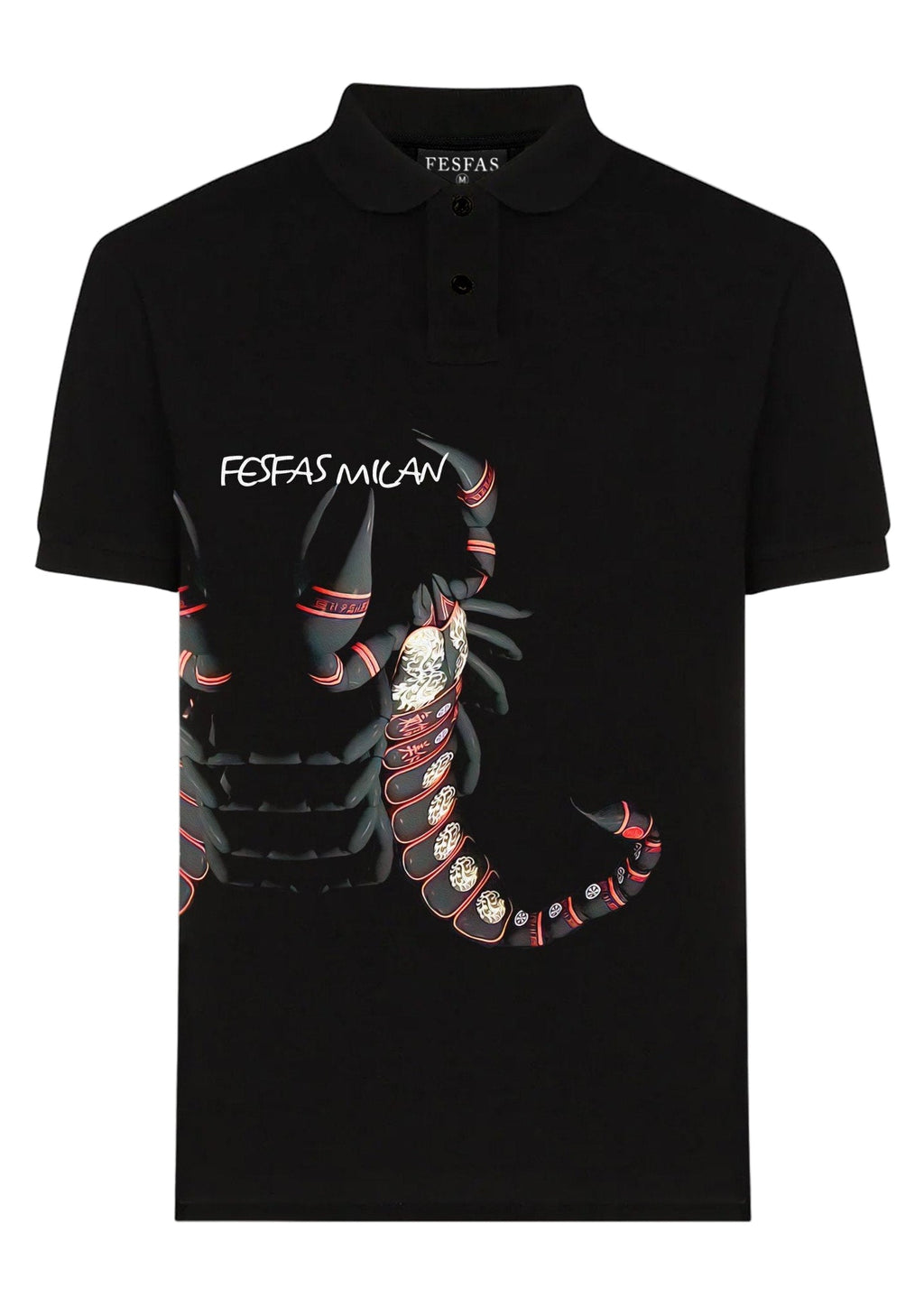 FesFas Scorpion-print Polo Shirt | Black