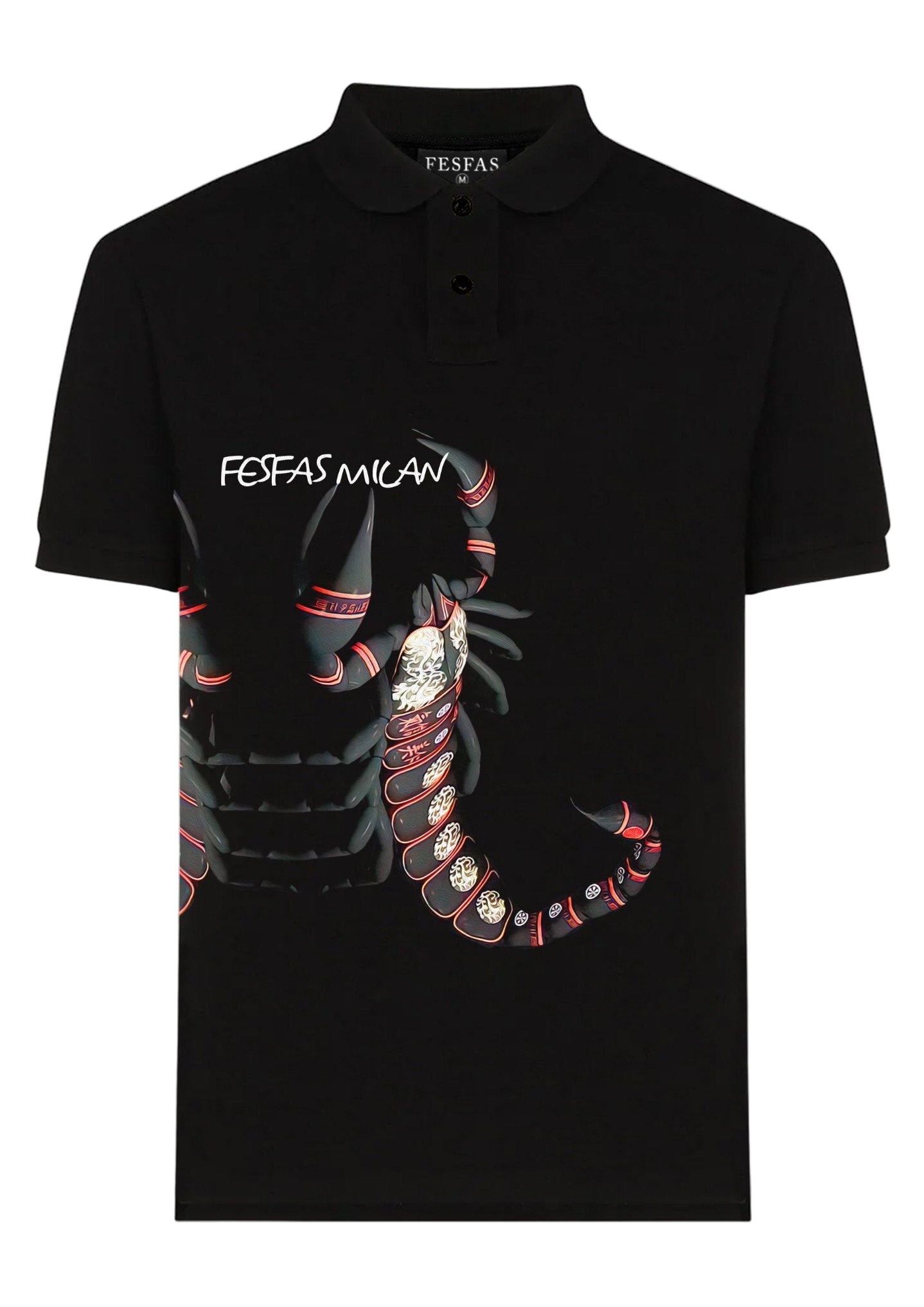 FesFas Scorpion-print Polo Shirt | Black