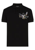 FesFas Angel-print Polo Shirt | Black