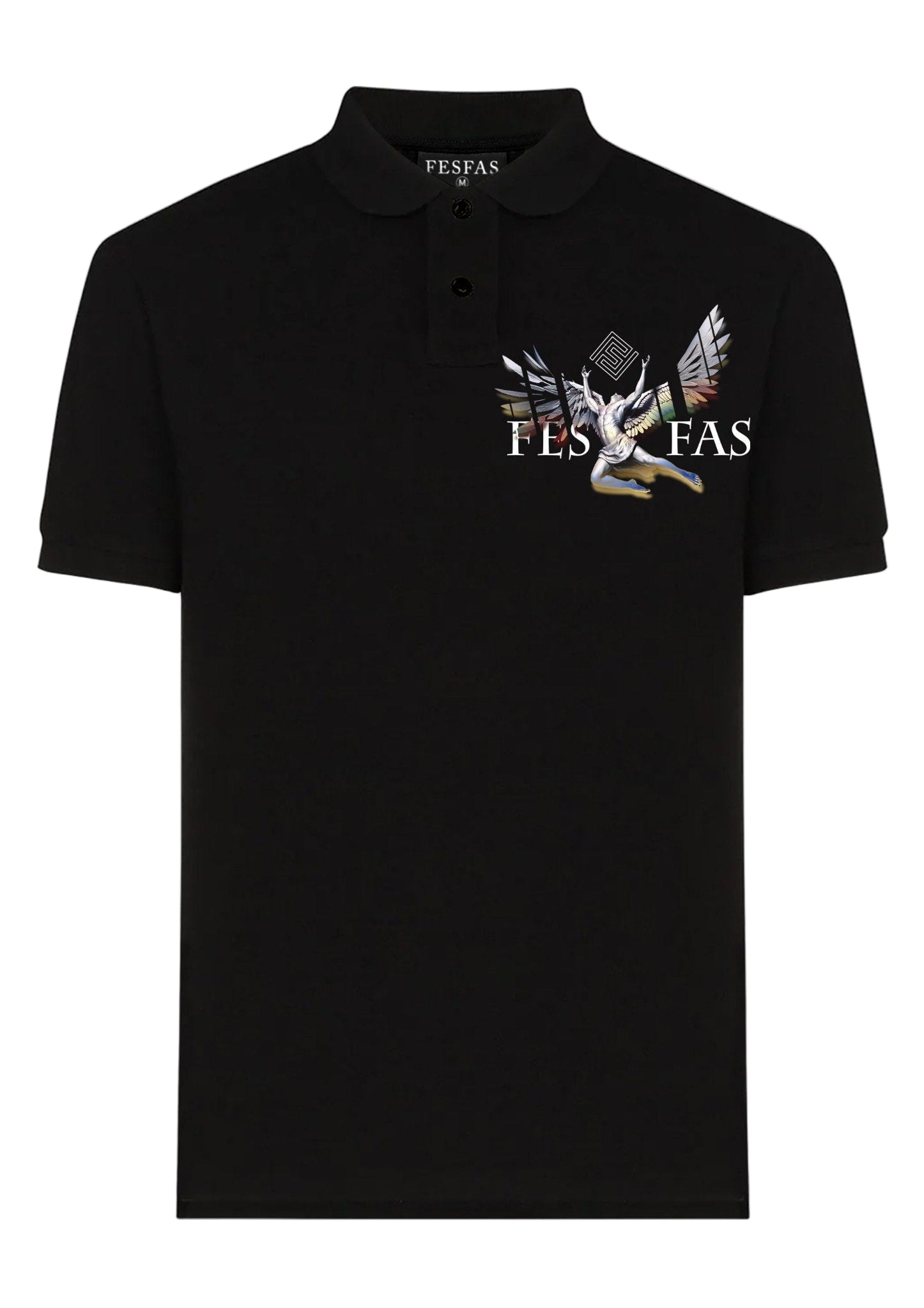 FesFas Angel-print Polo Shirt | Black