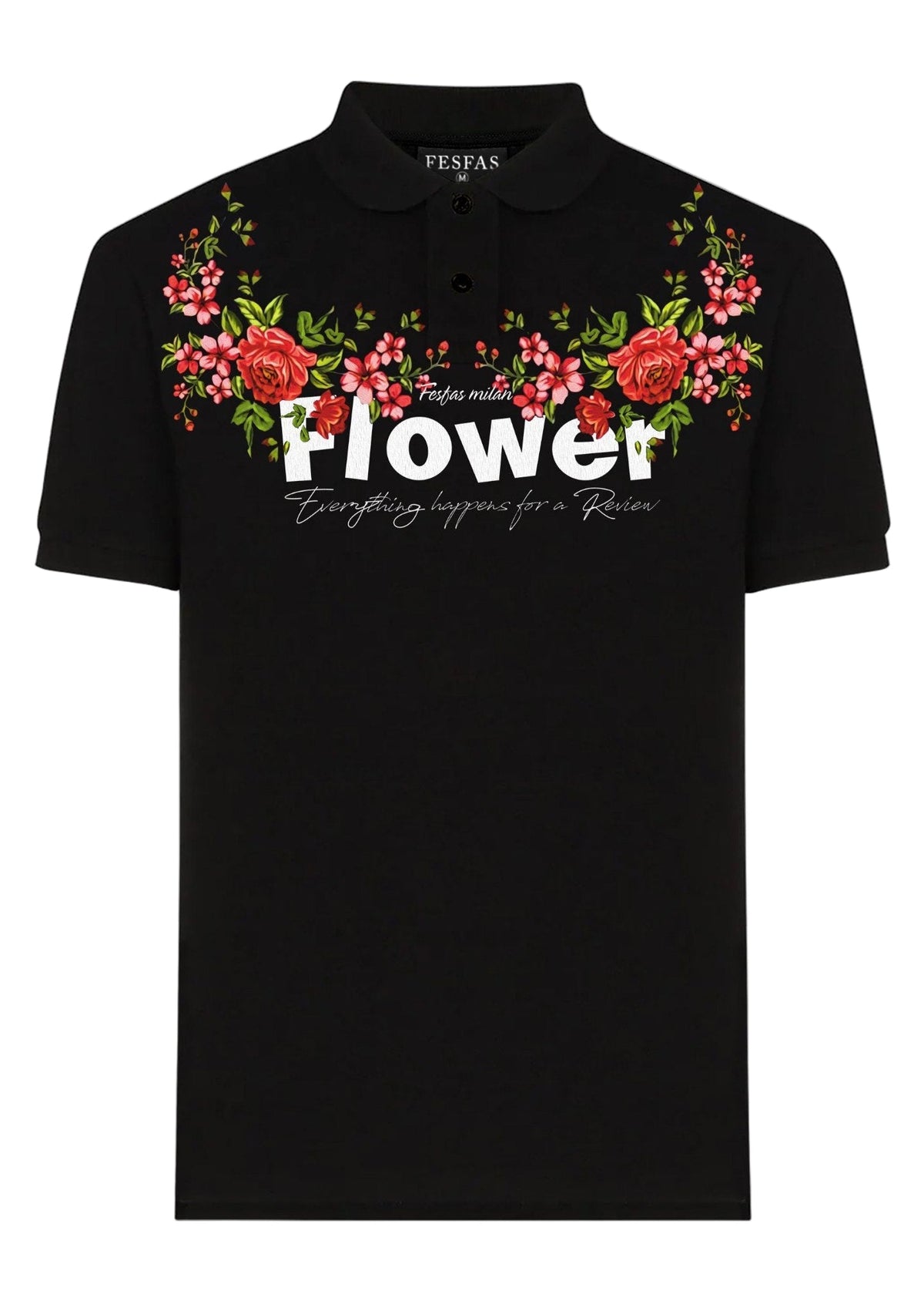 FesFas Floral-print Polo Shirt | Black