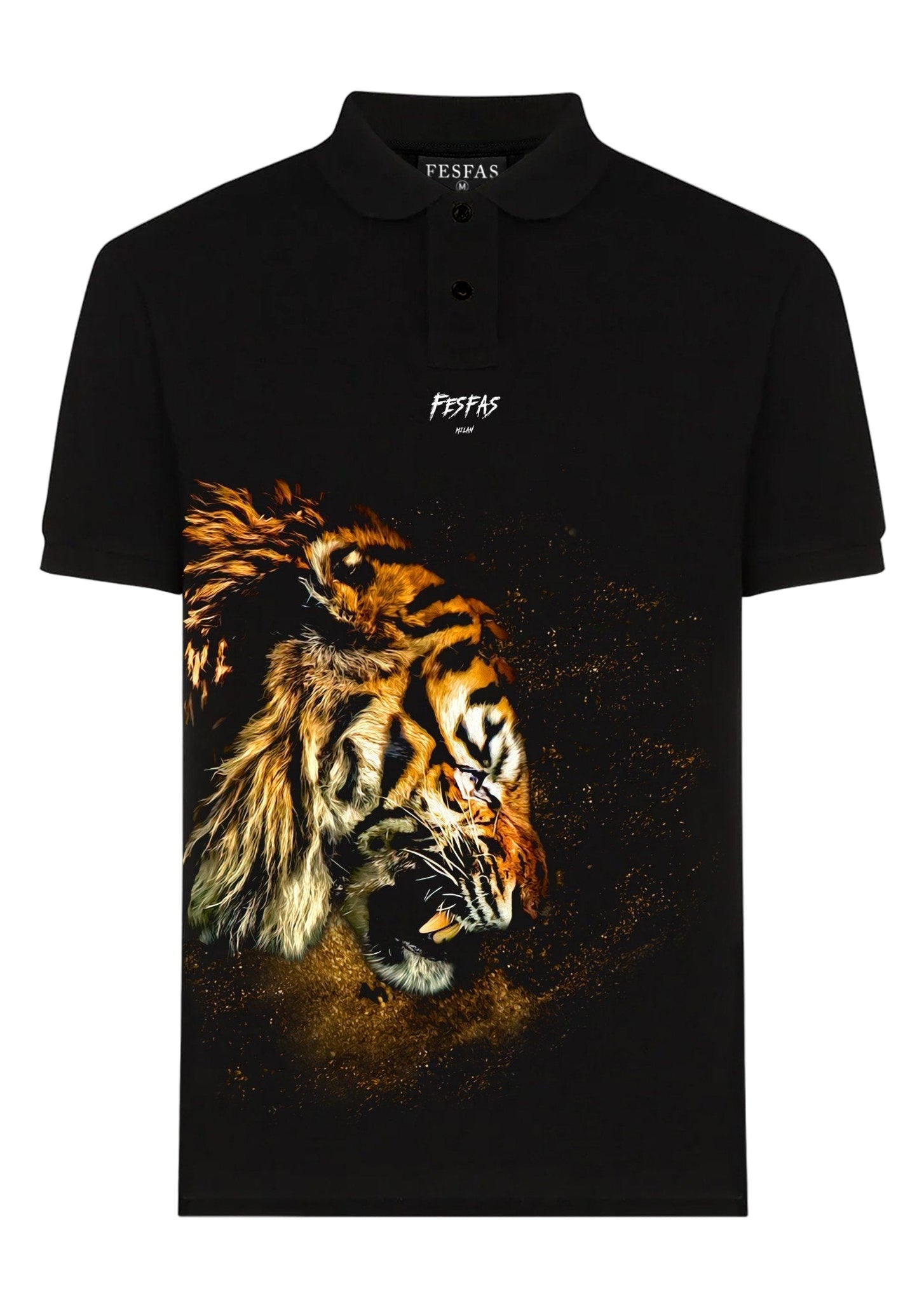 FesFas Tiger-print Polo Shirt | Black