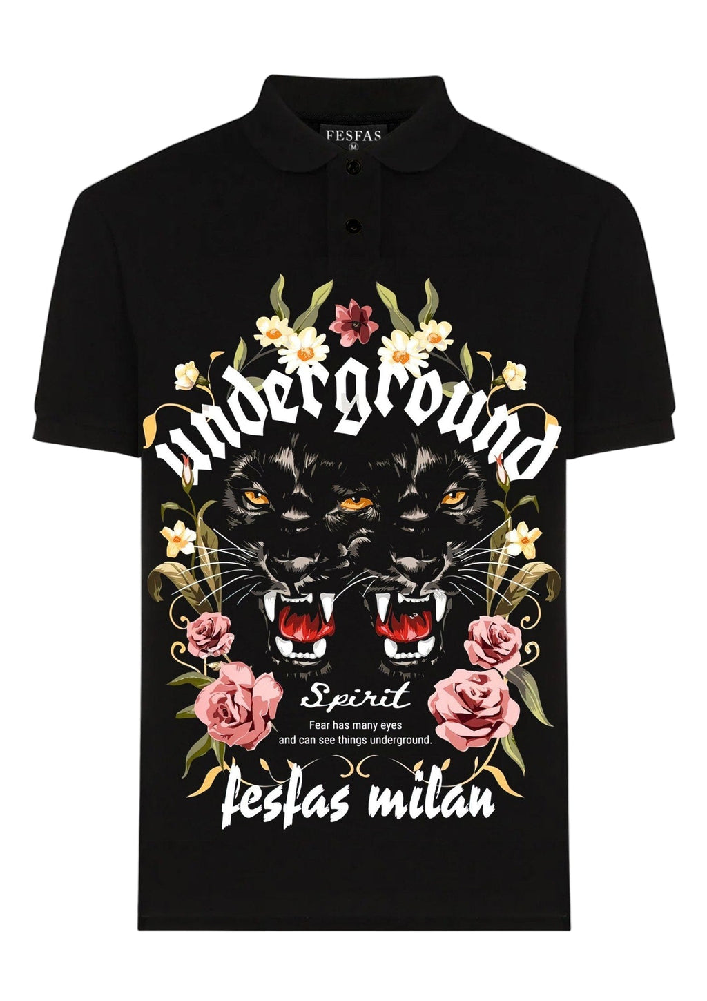 FesFas Panther-print Polo Shirt | Black