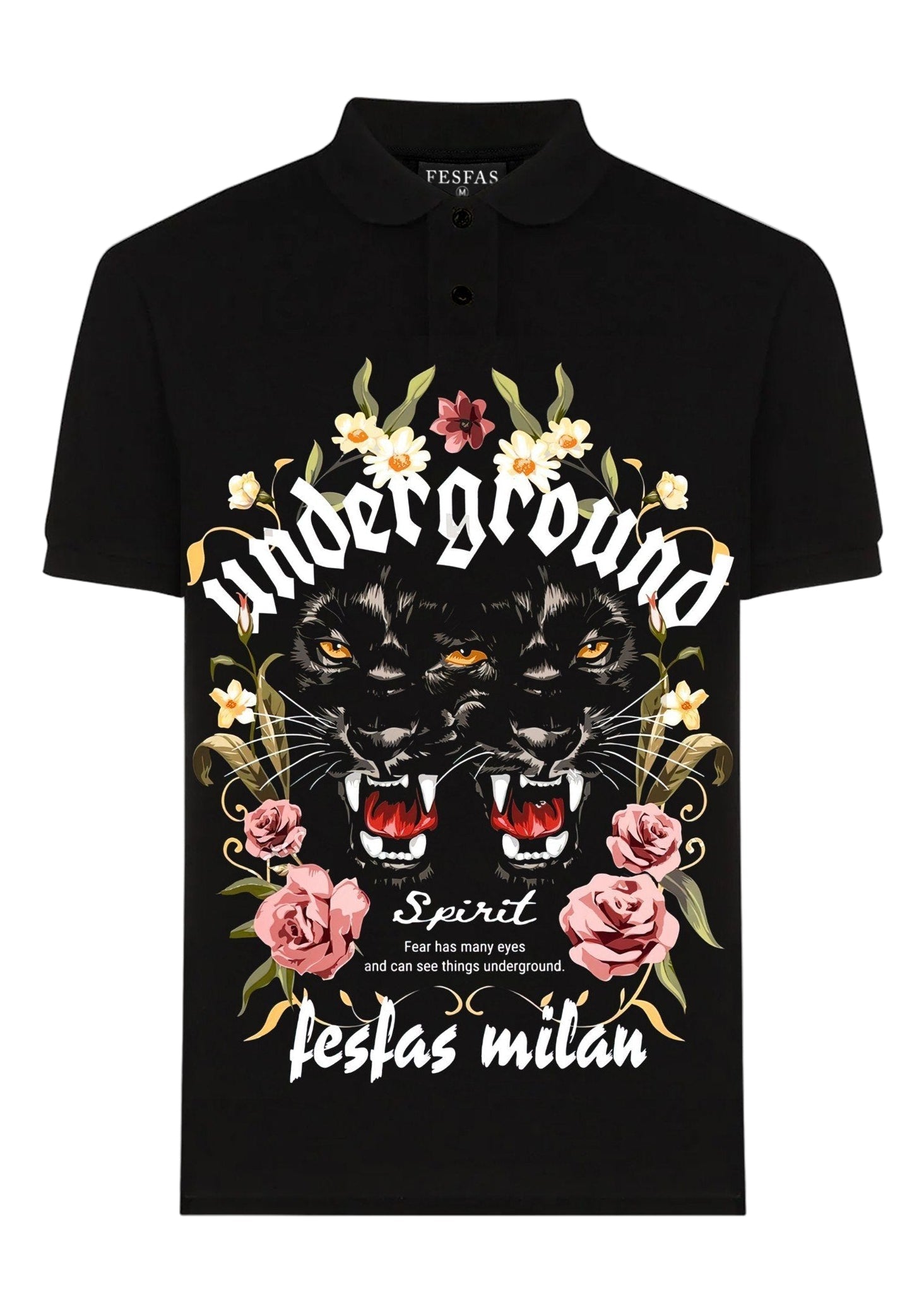 FesFas Panther-print Polo Shirt | Black