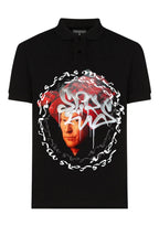 FesFas Human Face-print Polo Shirt | Black