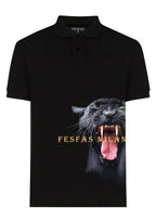 FesFas Panther-print Polo Shirt | Black