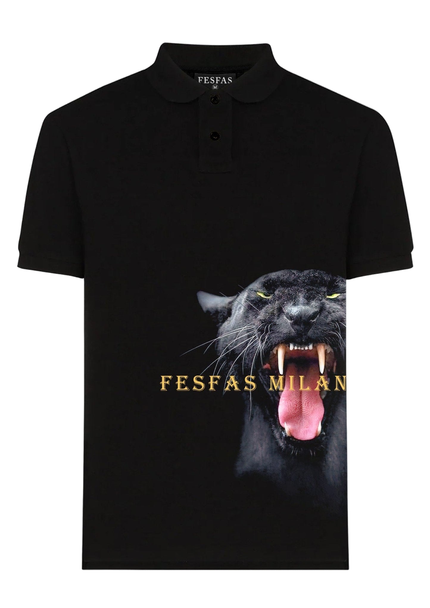 FesFas Panther-print Polo Shirt | Black