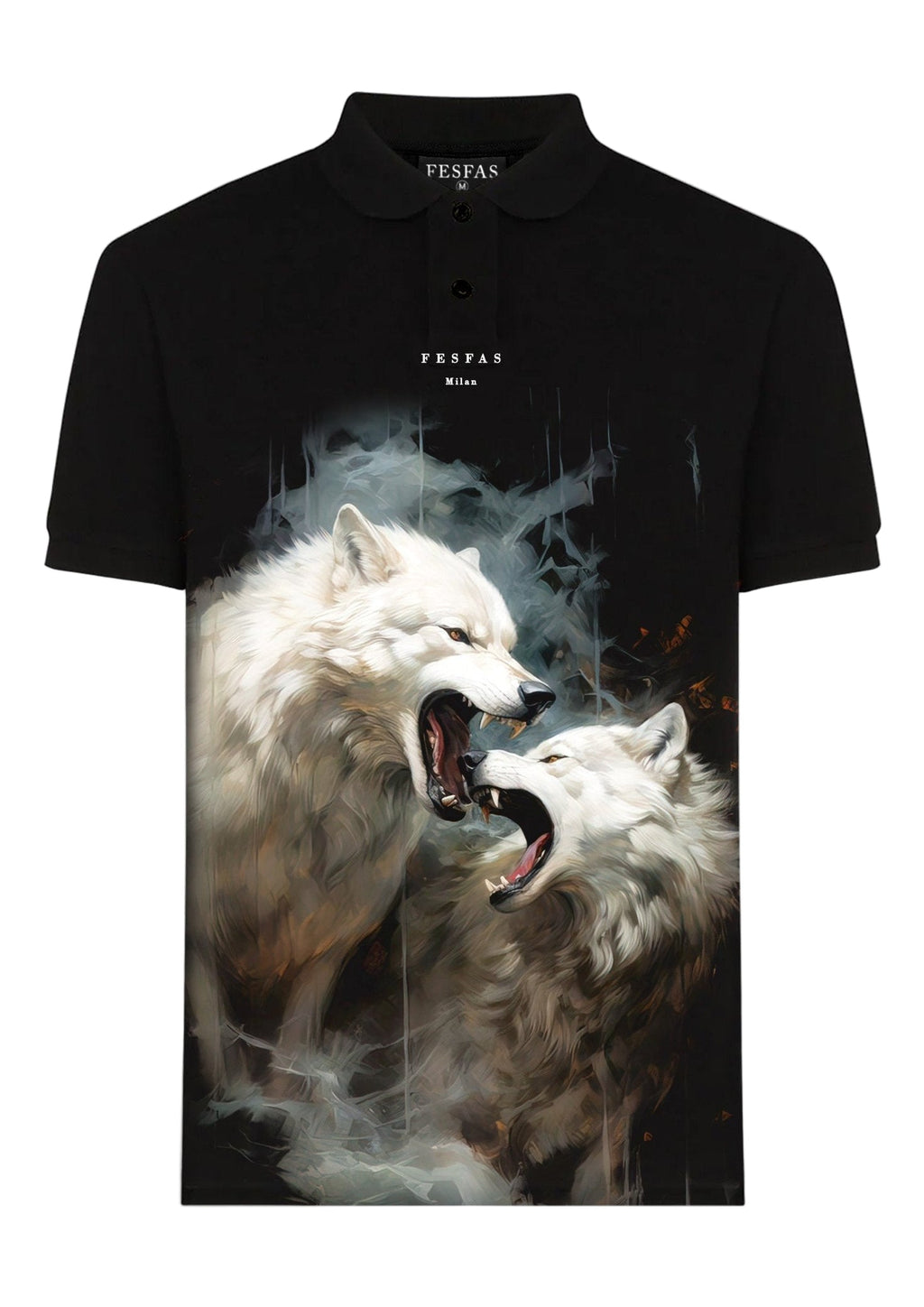 FesFas Wolf-print Polo Shirt | Black