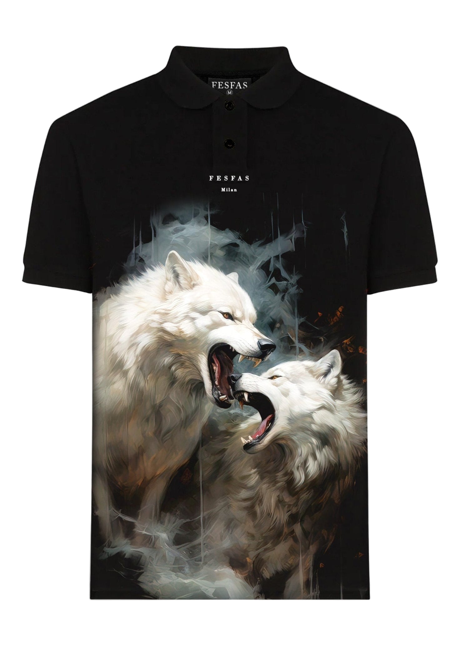 FesFas Wolf-print Polo Shirt | Black