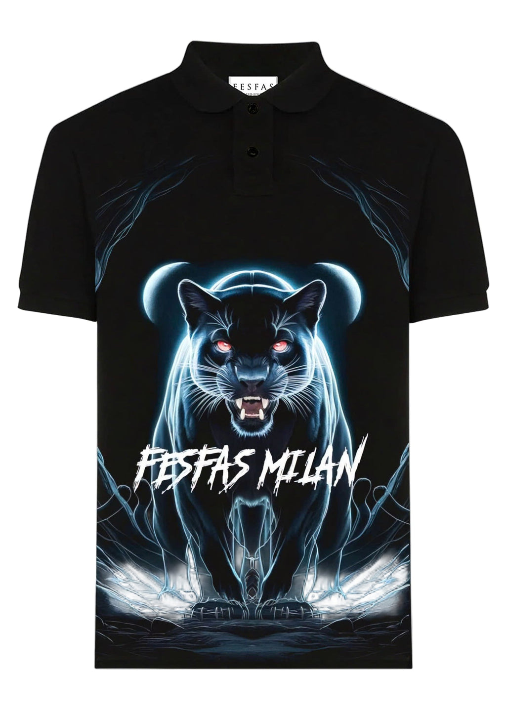 FesFas Panther-print Polo Shirt | Black